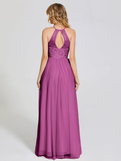 Destiny Lace Halter Tulle Bridesmaid Dress