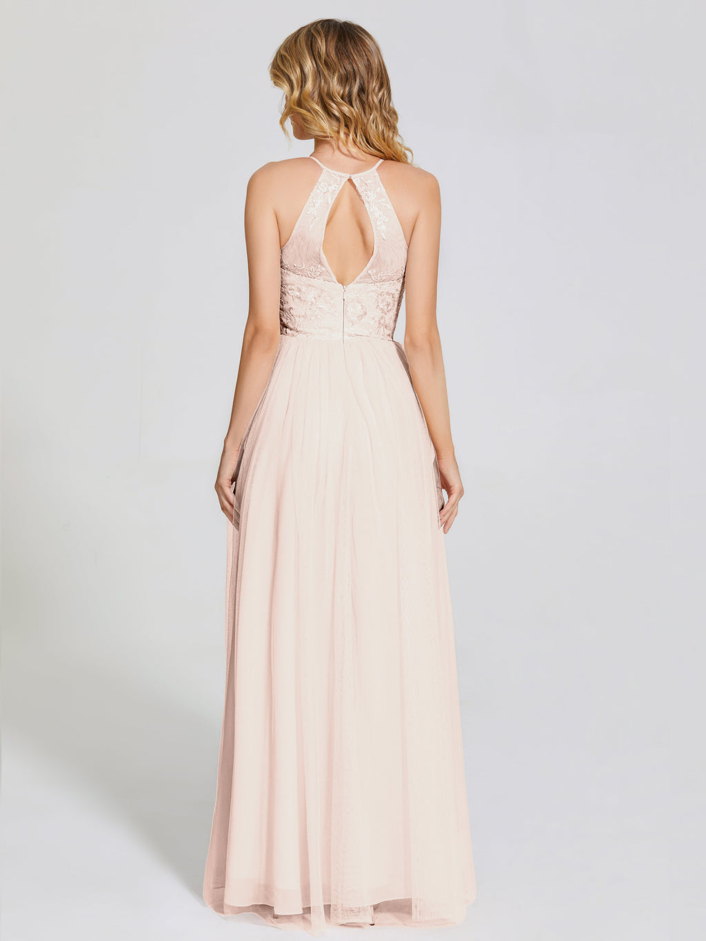 Destiny Lace Halter Tulle Bridesmaid Dress
