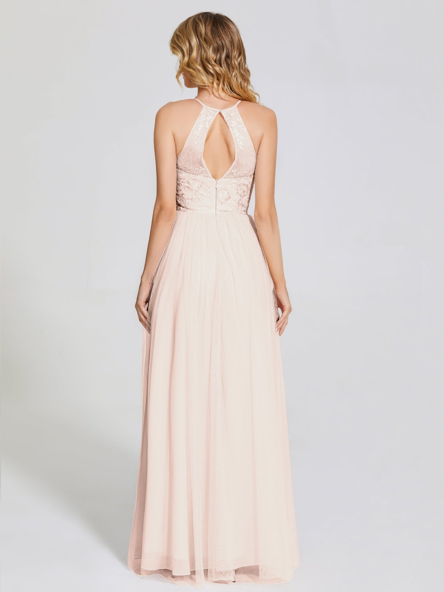 Destiny Lace Halter Tulle Bridesmaid Dress