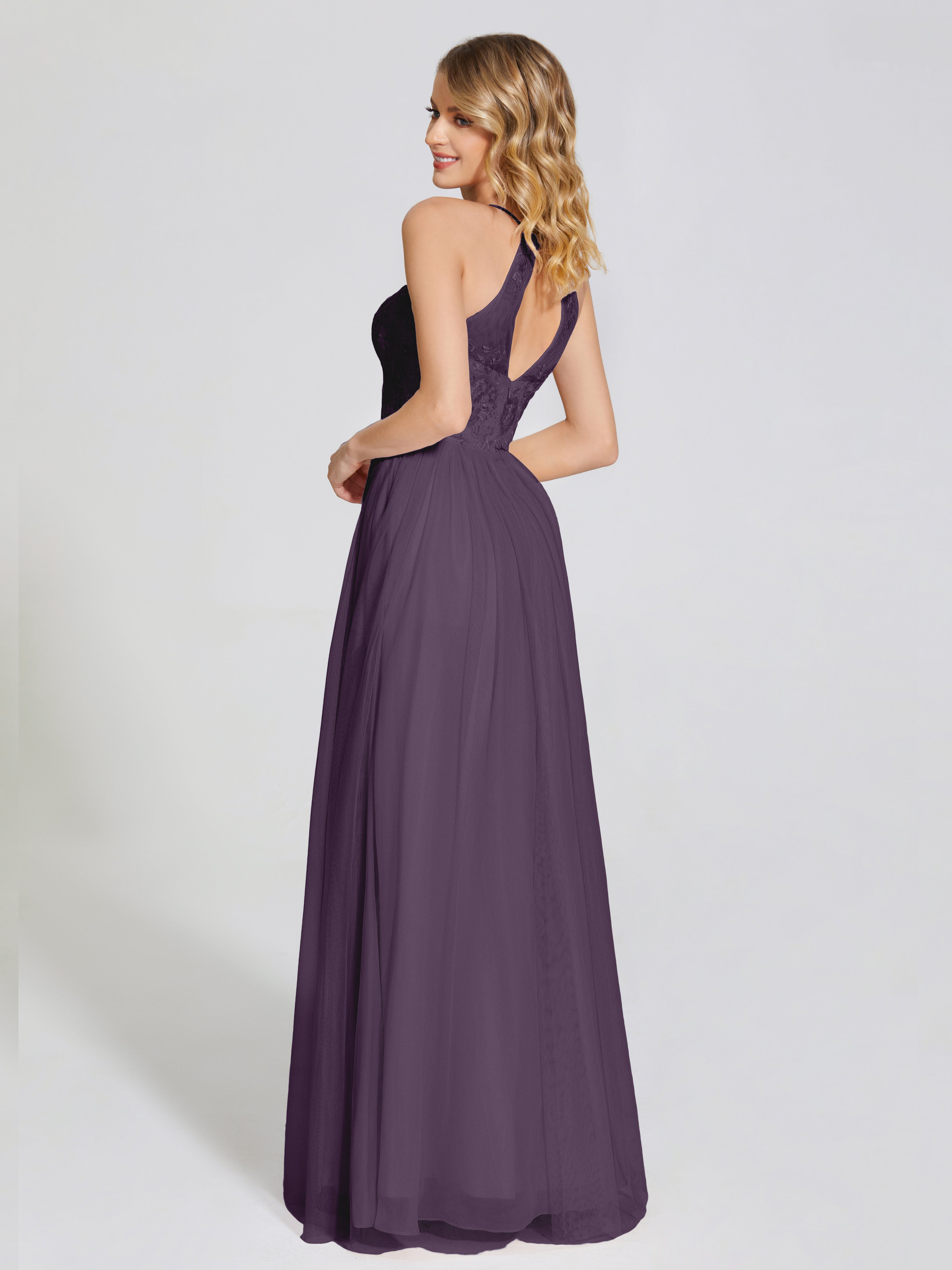 Destiny Lace Halter Tulle Bridesmaid Dress