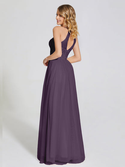 Destiny Lace Halter Tulle Bridesmaid Dress