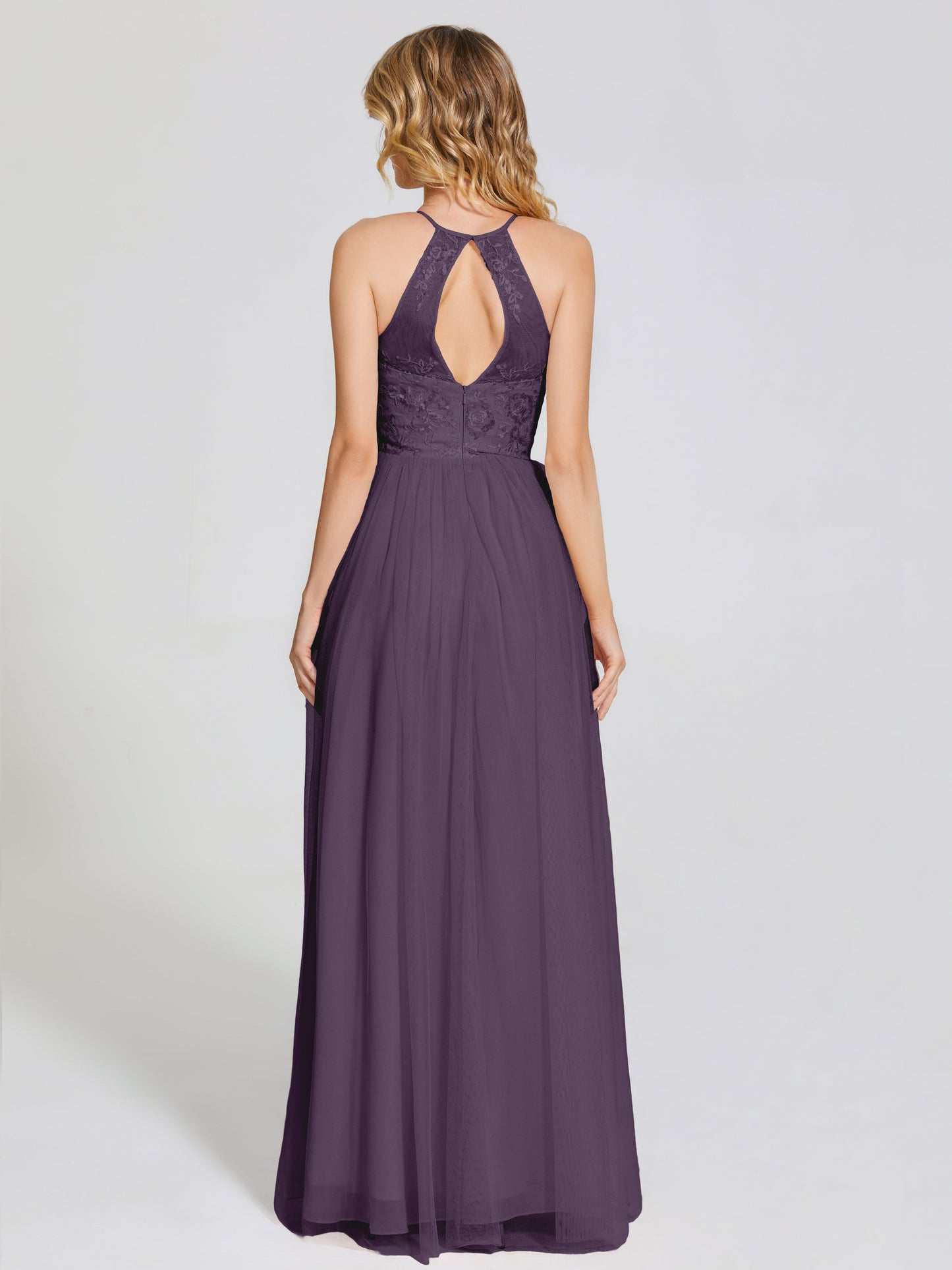 Destiny Lace Halter Tulle Bridesmaid Dress