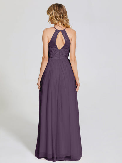 Destiny Lace Halter Tulle Bridesmaid Dress