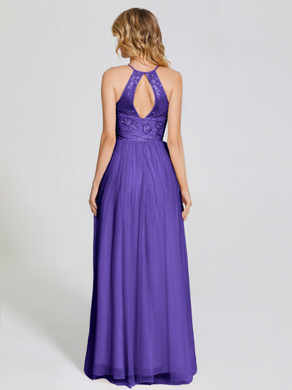 Destiny Lace Halter Tulle Bridesmaid Dress