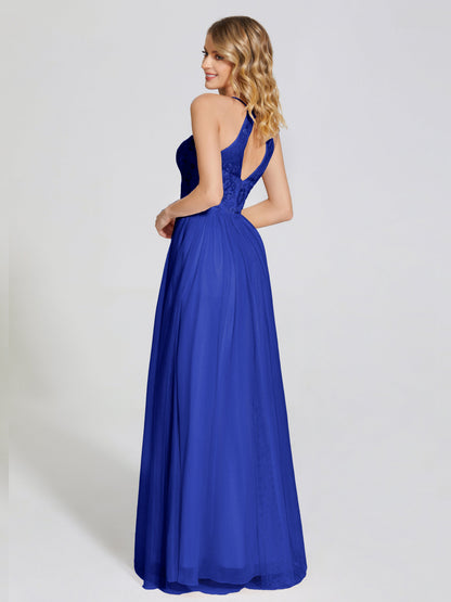Destiny Lace Halter Tulle Bridesmaid Dress