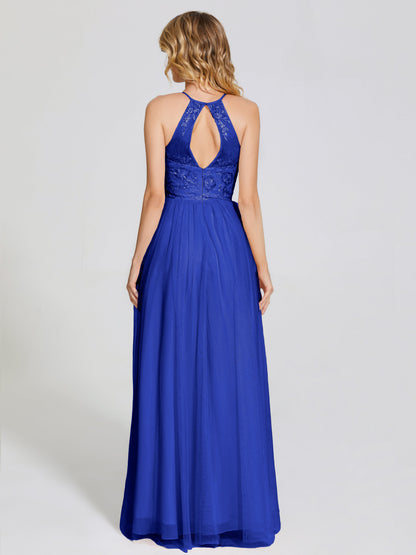 Destiny Lace Halter Tulle Bridesmaid Dress