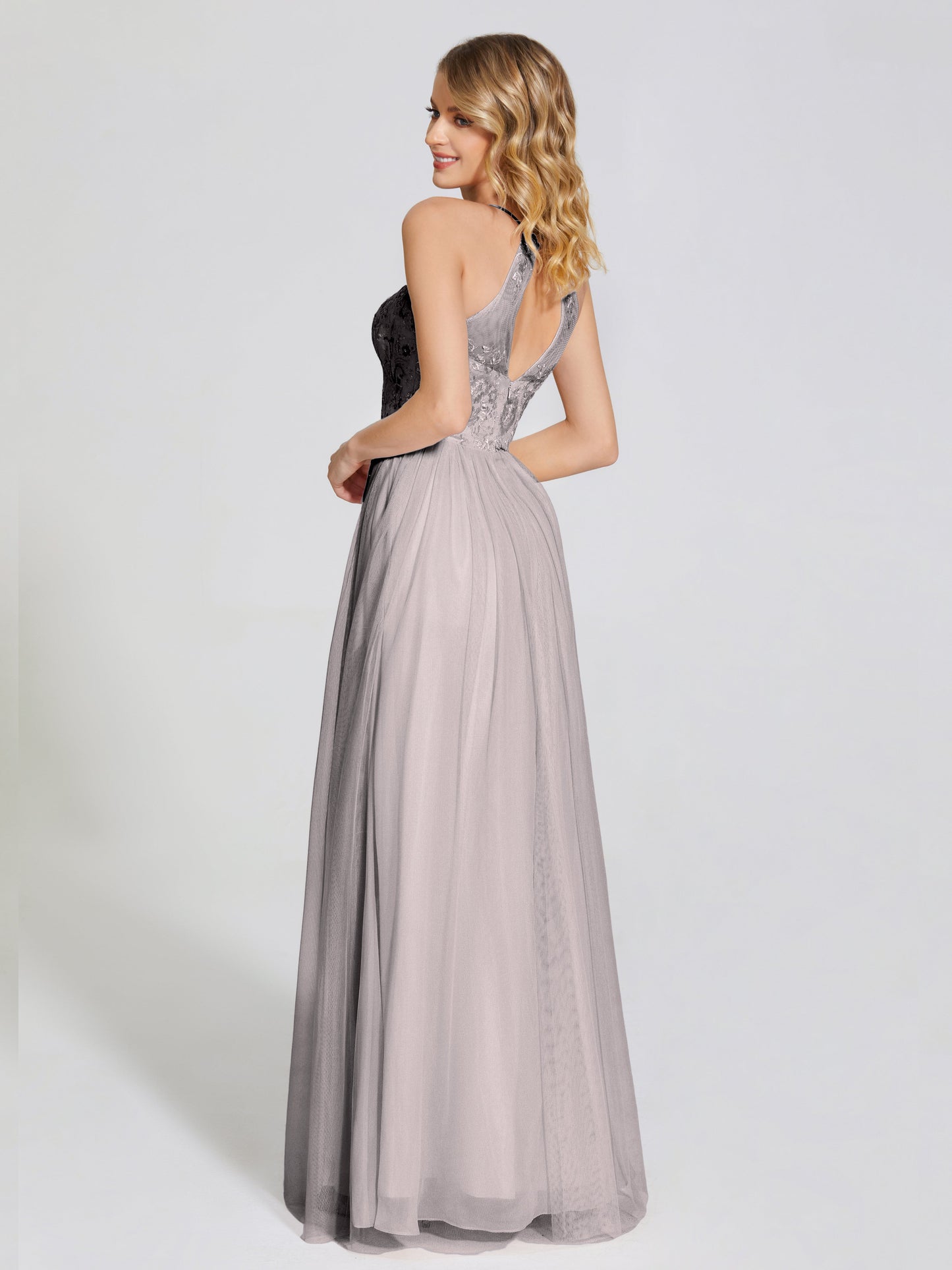 Destiny Lace Halter Tulle Bridesmaid Dress