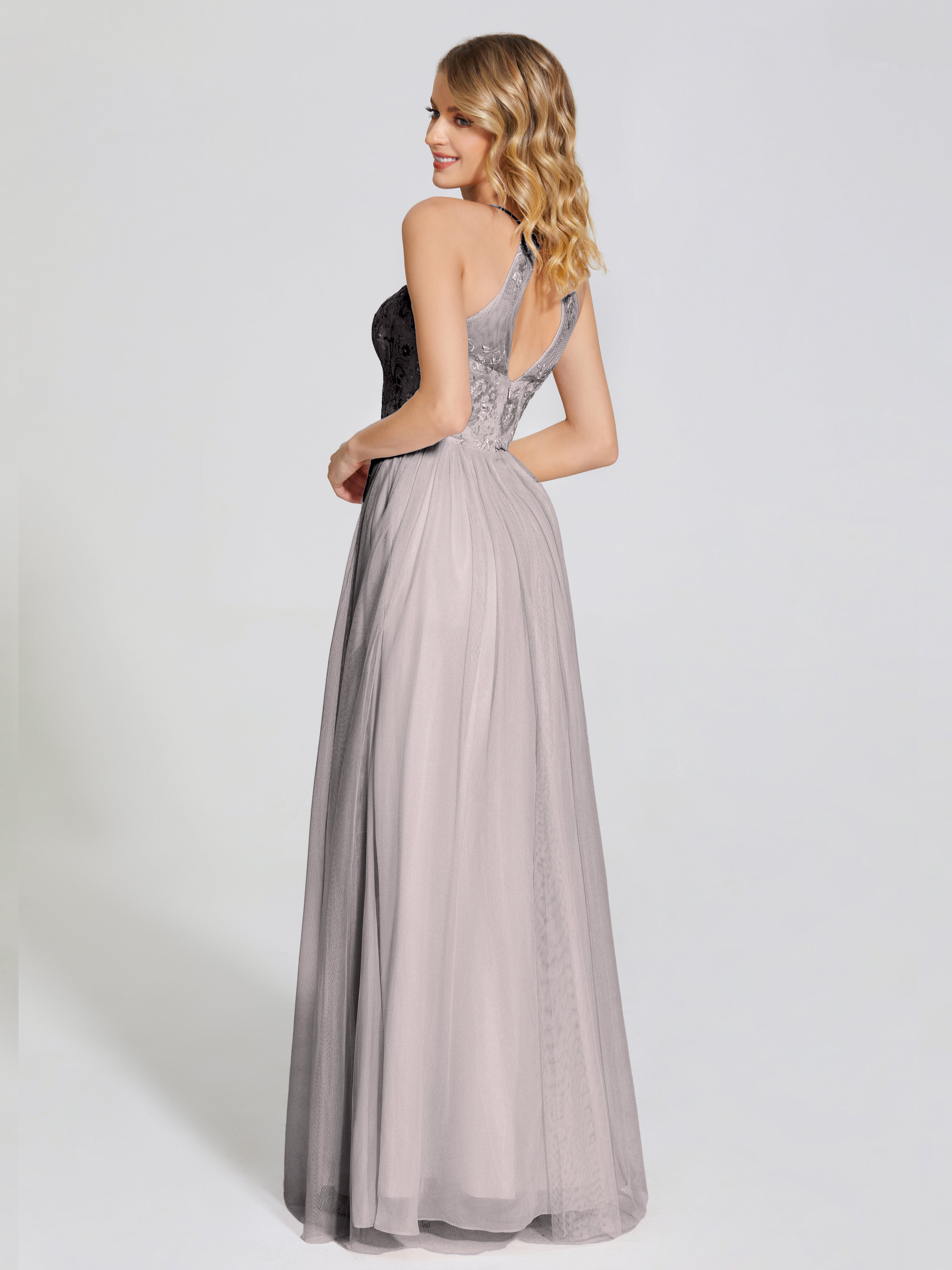 Destiny Lace Halter Tulle Bridesmaid Dress