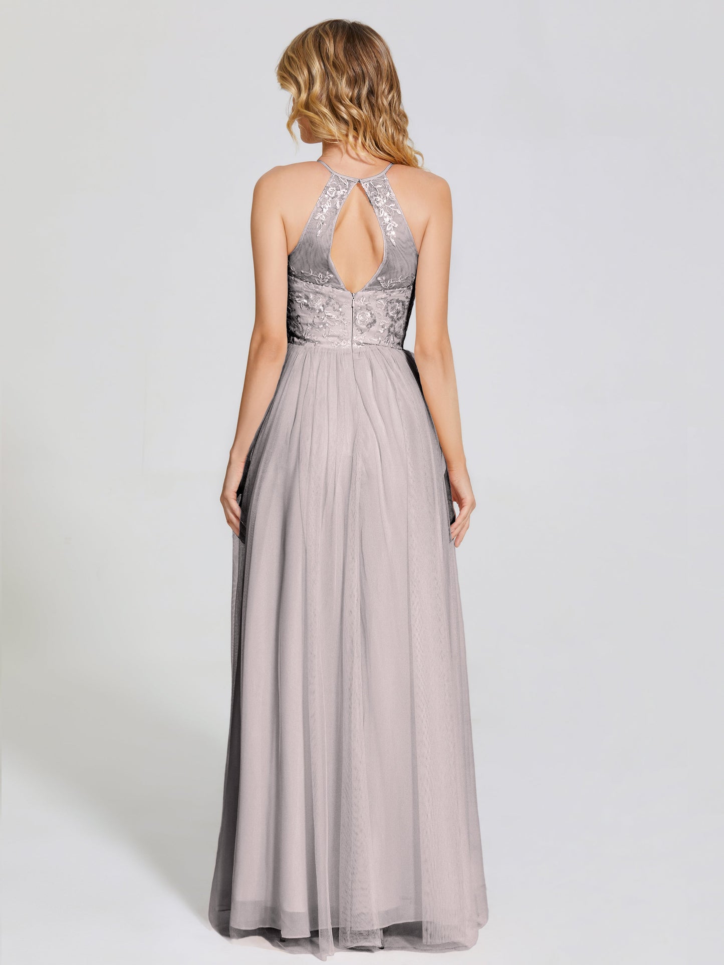 Destiny Lace Halter Tulle Bridesmaid Dress