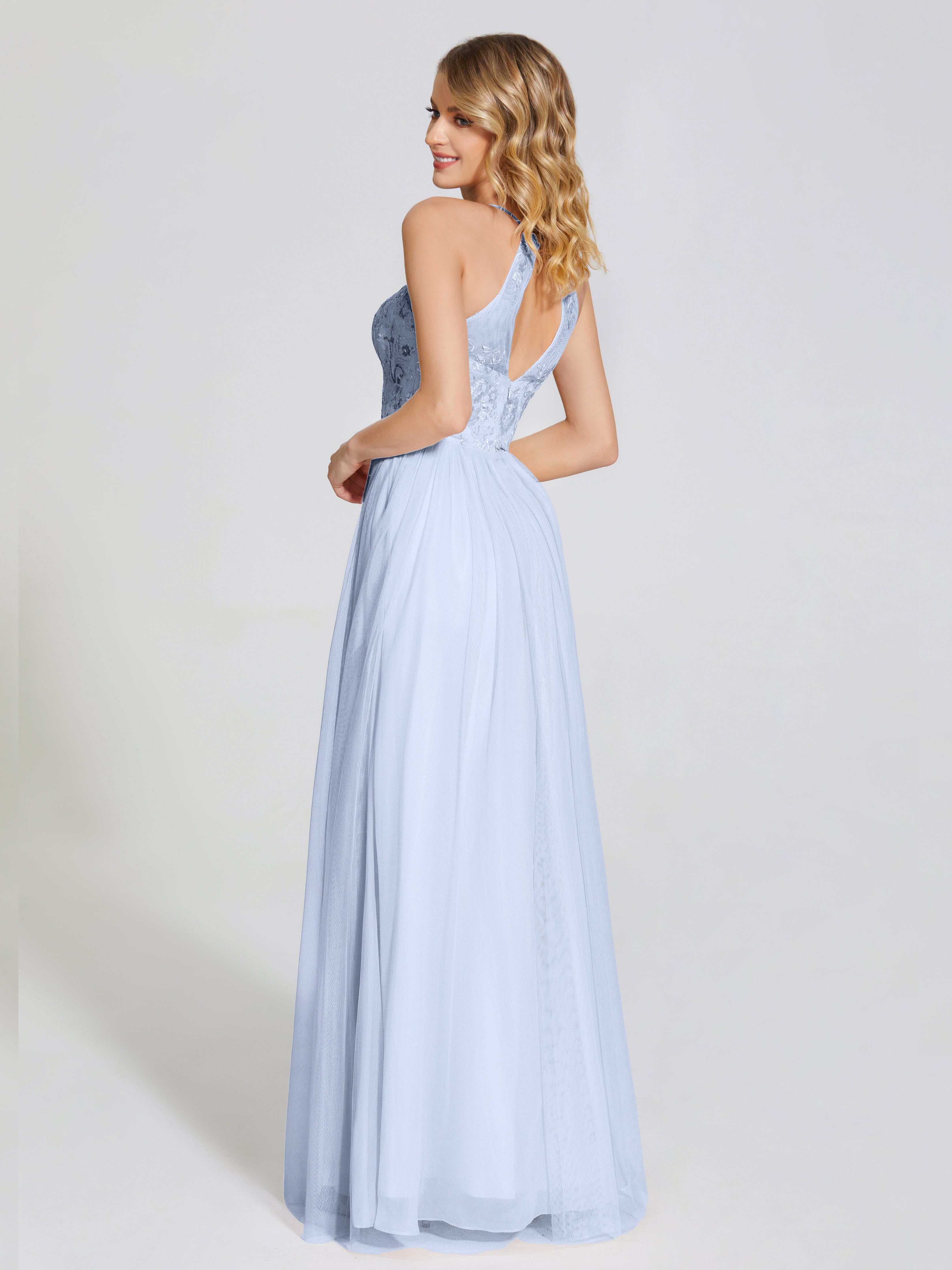 Destiny Lace Halter Tulle Bridesmaid Dress
