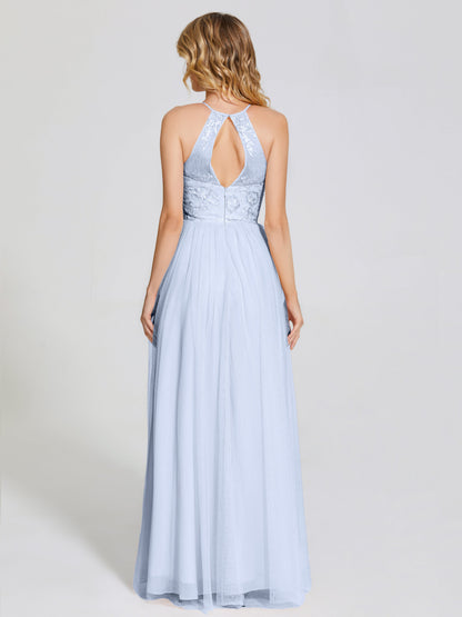 Destiny Lace Halter Tulle Bridesmaid Dress