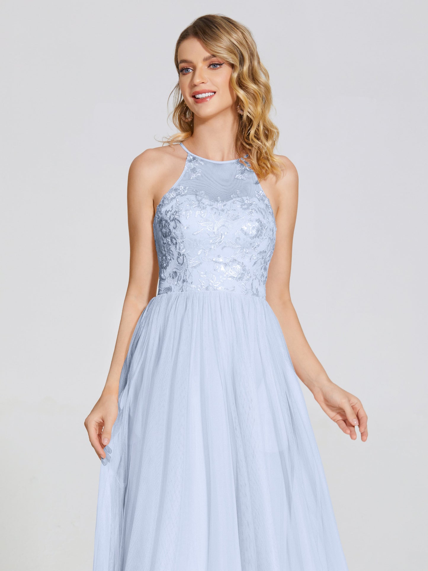 Destiny Lace Halter Tulle Bridesmaid Dress