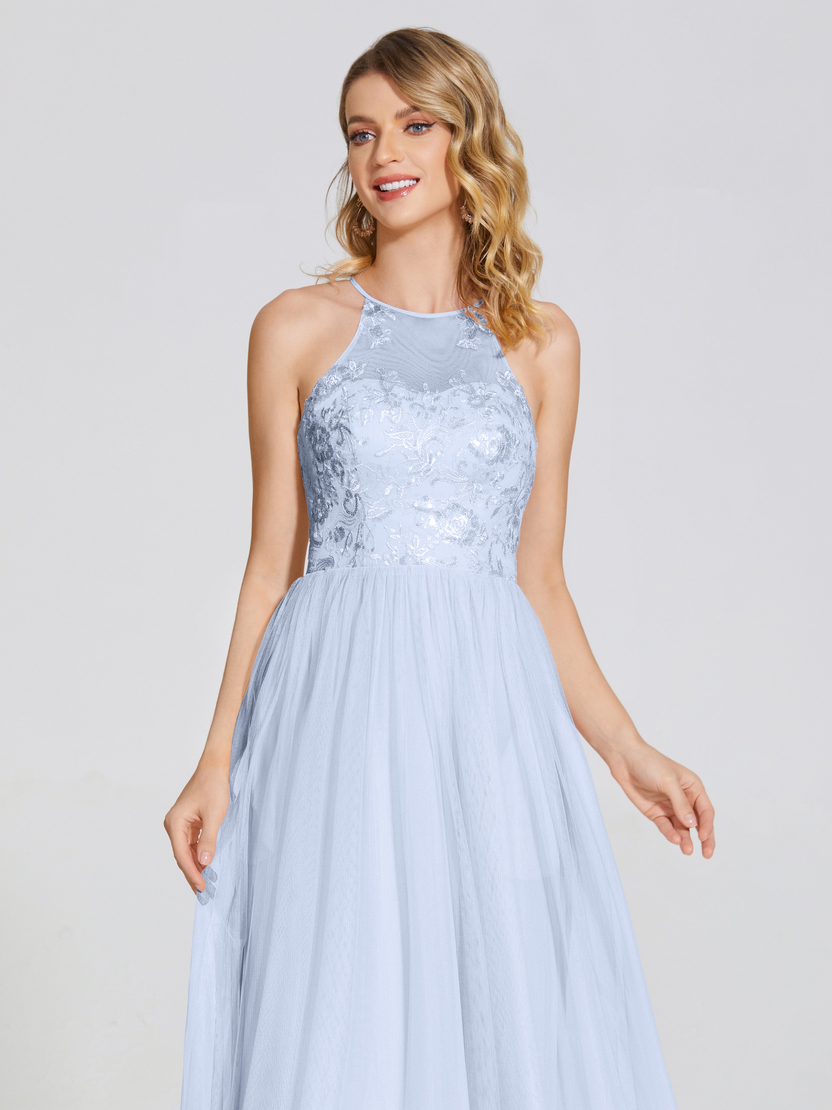 Destiny Lace Halter Tulle Bridesmaid Dress