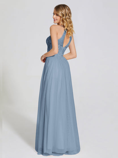 Destiny Lace Halter Tulle Bridesmaid Dress