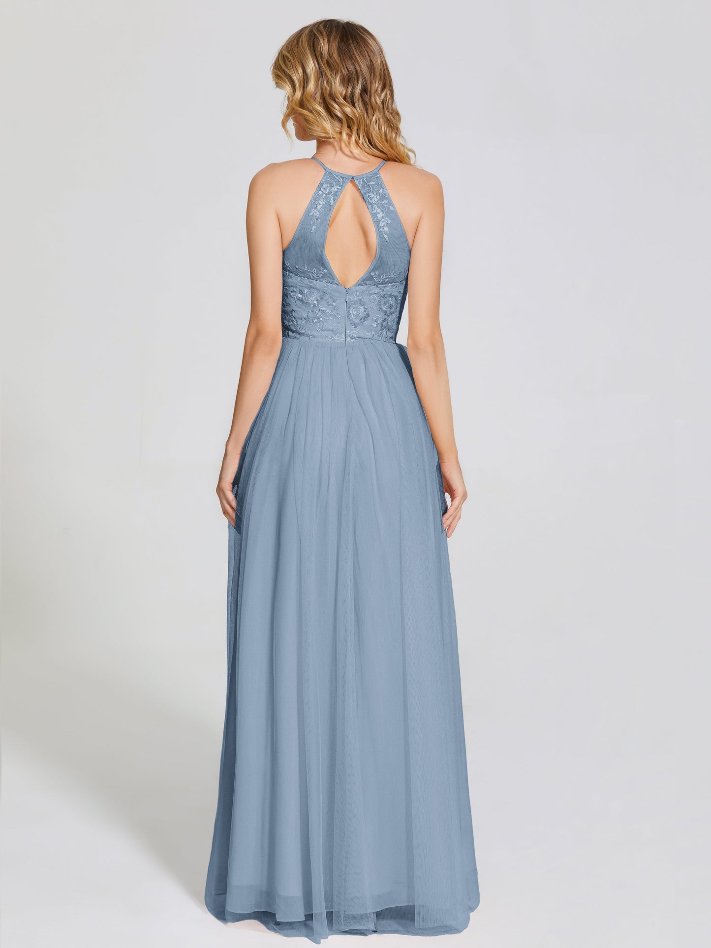 Destiny Lace Halter Tulle Bridesmaid Dress