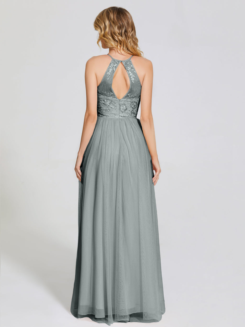 Destiny Lace Halter Tulle Bridesmaid Dress