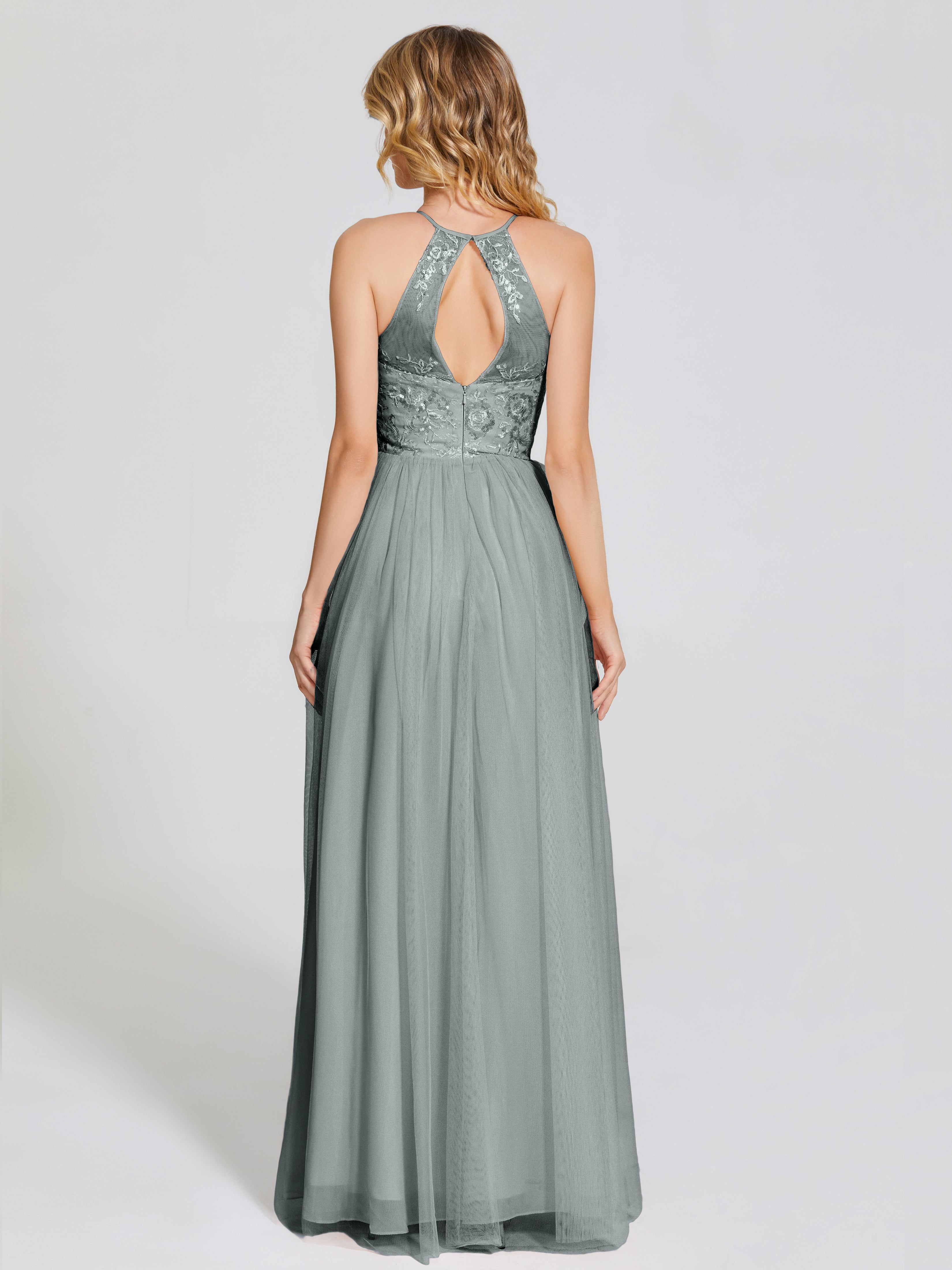 Destiny Lace Halter Tulle Bridesmaid Dress