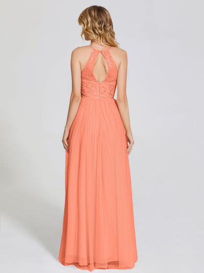 Destiny Lace Halter Tulle Bridesmaid Dress
