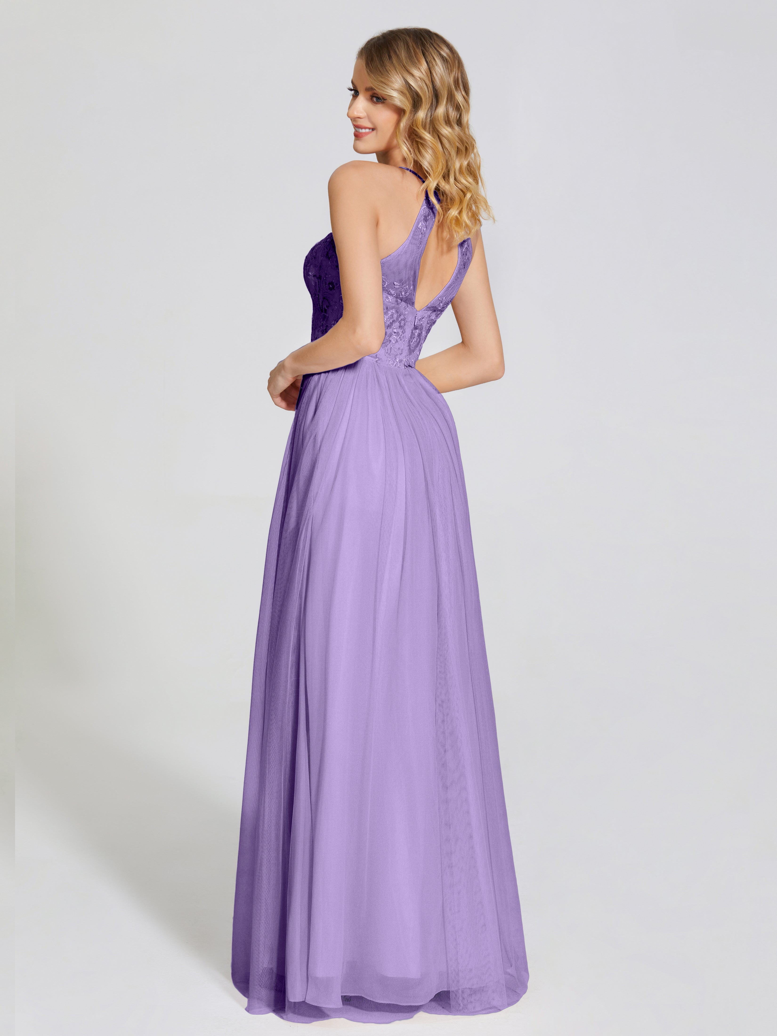 Destiny Lace Halter Tulle Bridesmaid Dress