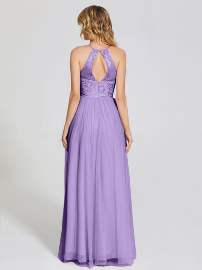 Destiny Lace Halter Tulle Bridesmaid Dress