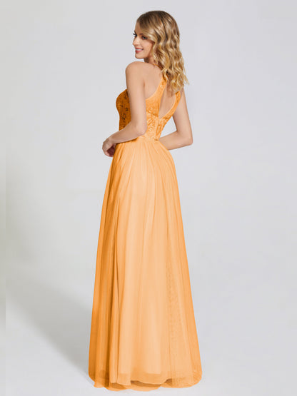 Destiny Lace Halter Tulle Bridesmaid Dress