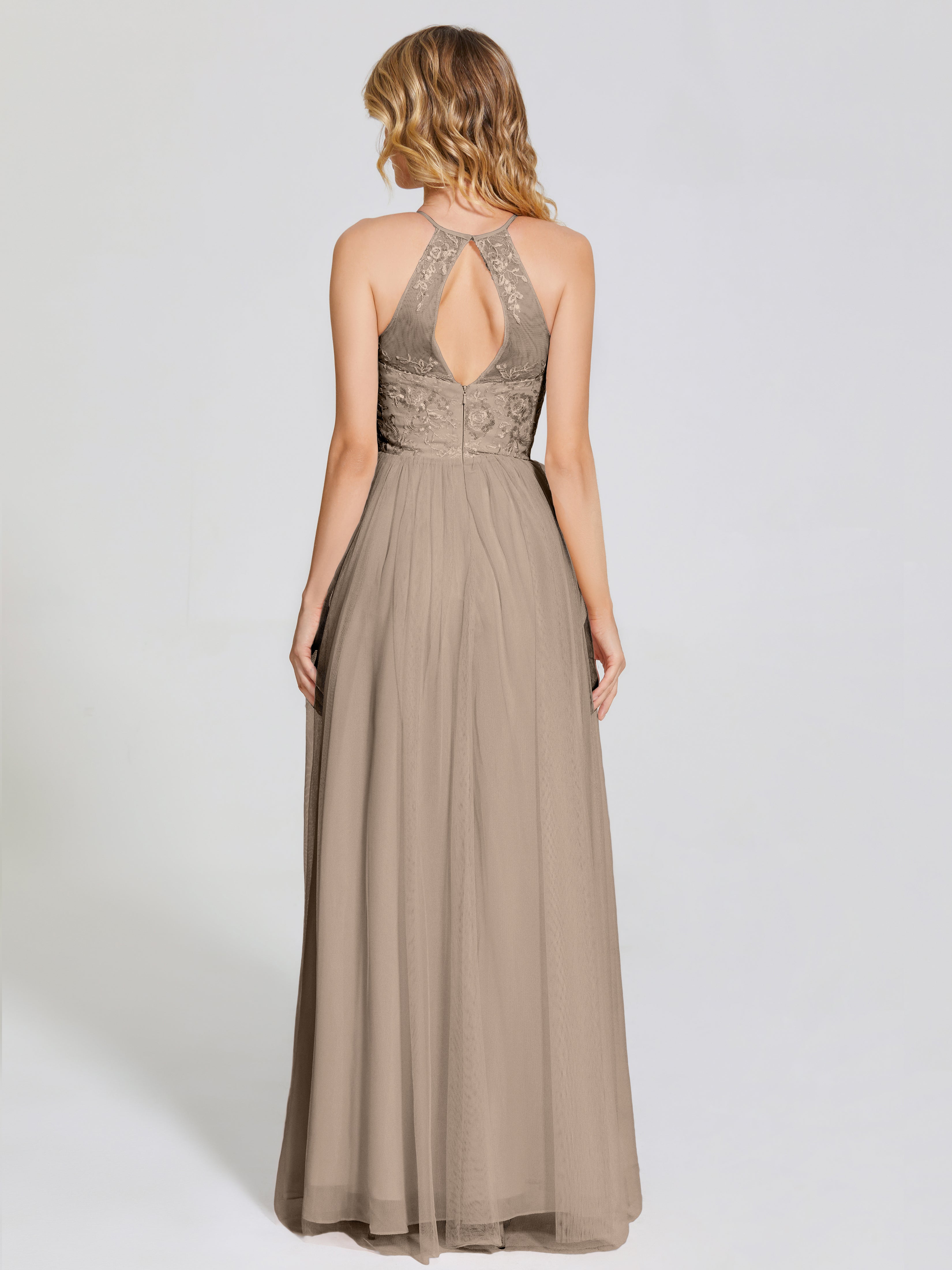 Destiny Lace Halter Tulle Bridesmaid Dress