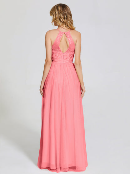 Destiny Lace Halter Tulle Bridesmaid Dress