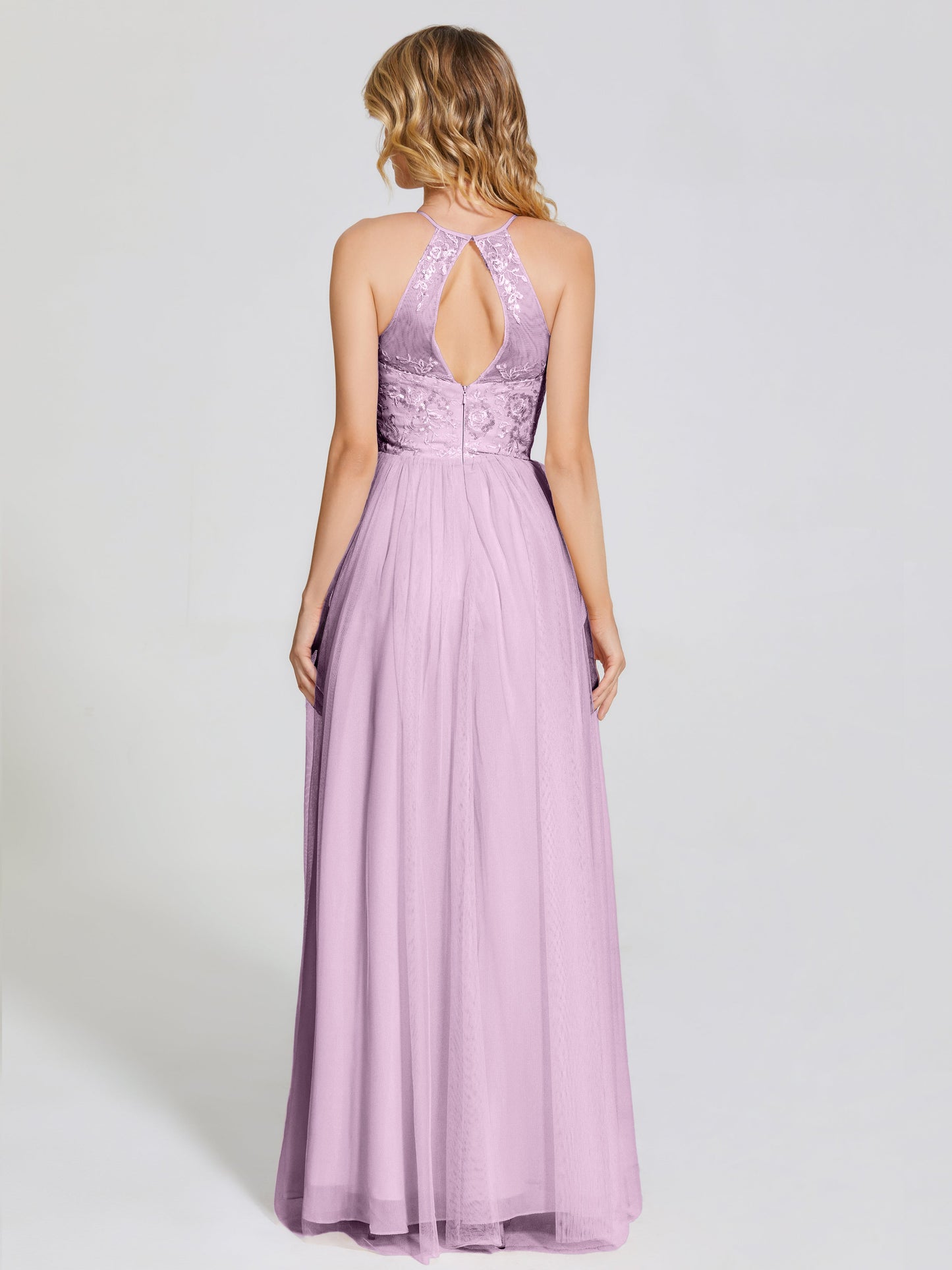 Destiny Lace Halter Tulle Bridesmaid Dress