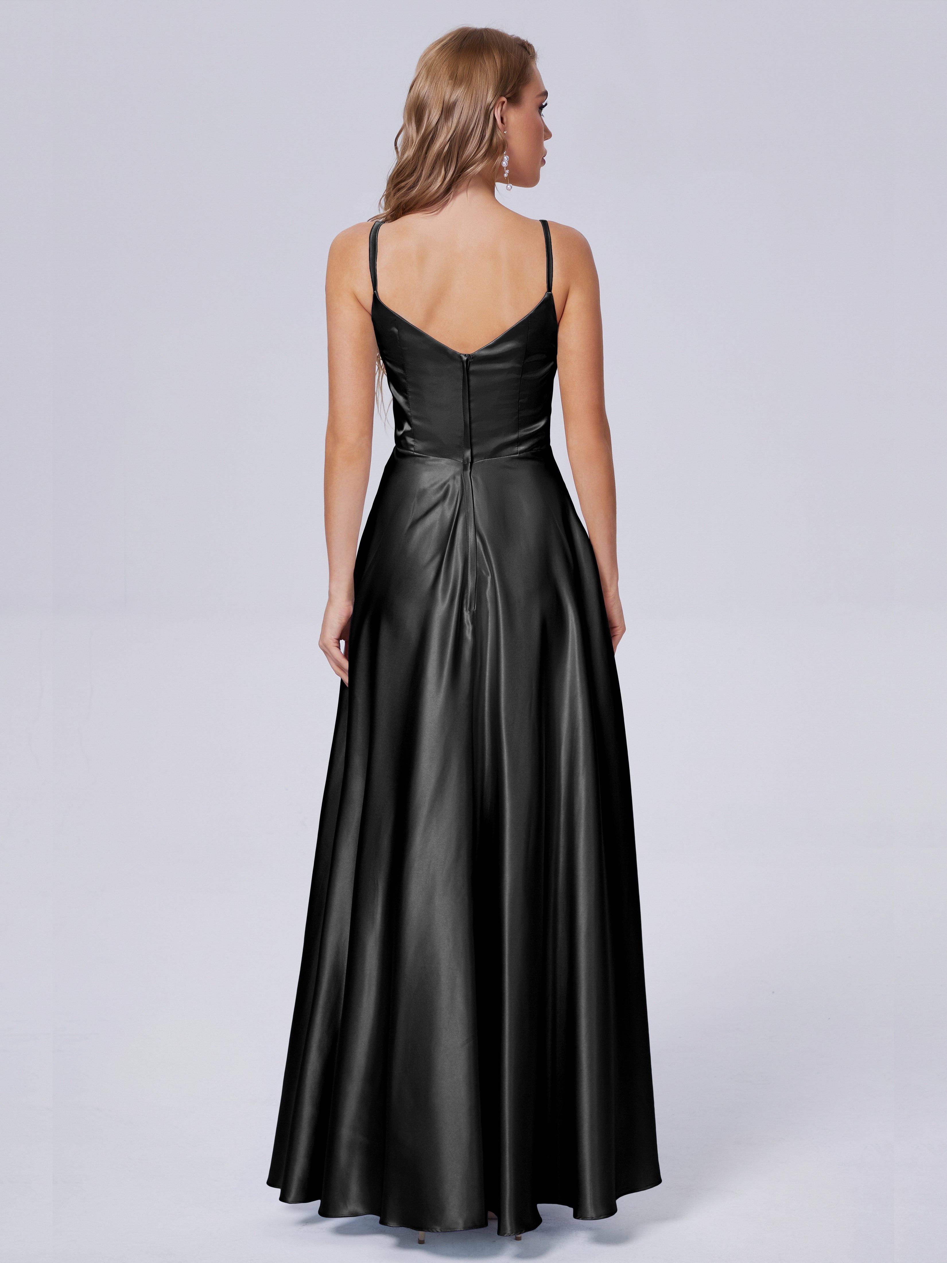 Lila Sexy Straps Soft Satin Long Bridesmaid Dresses