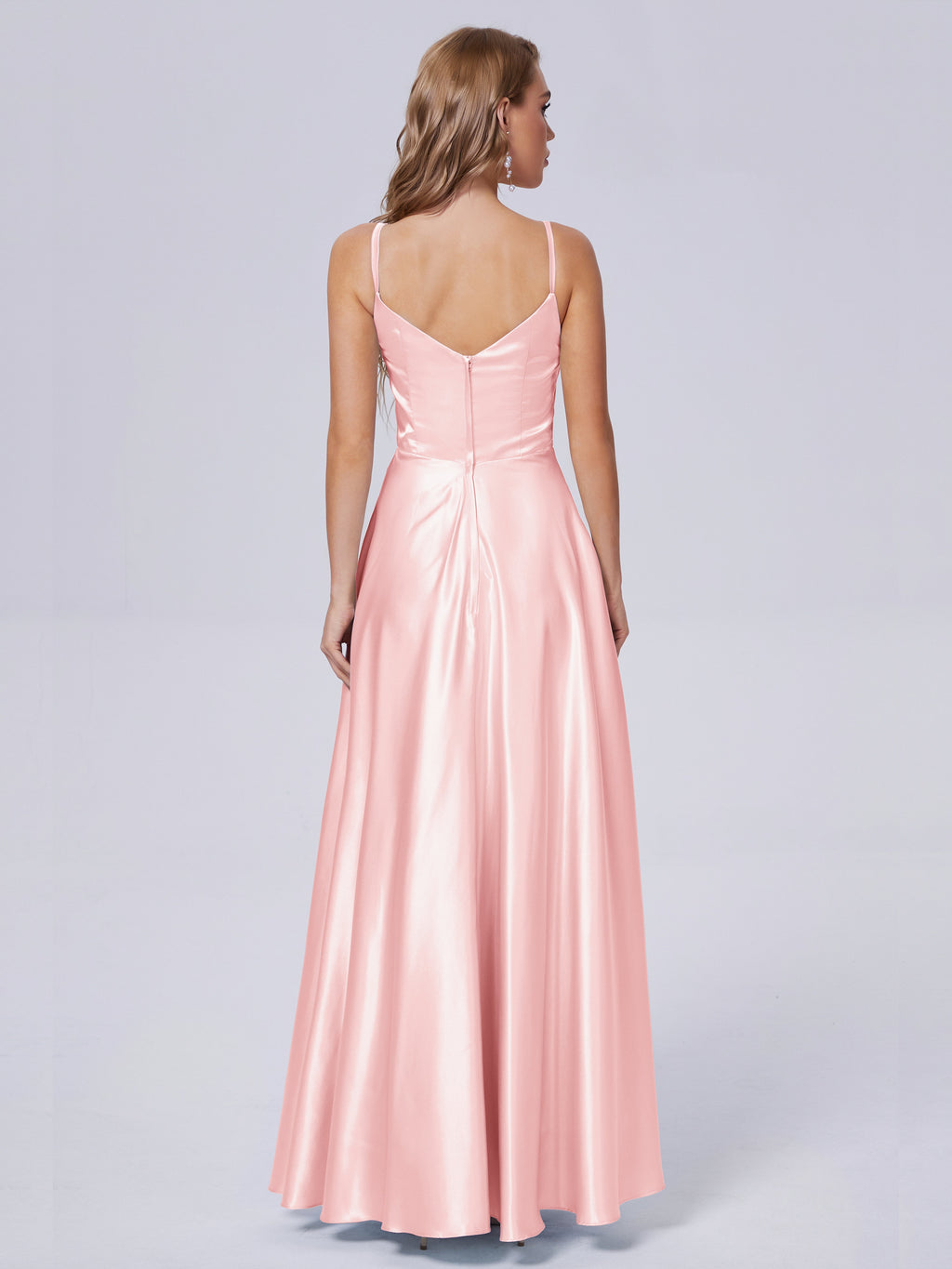 Lila Sexy Straps Soft Satin Long Bridesmaid Dresses