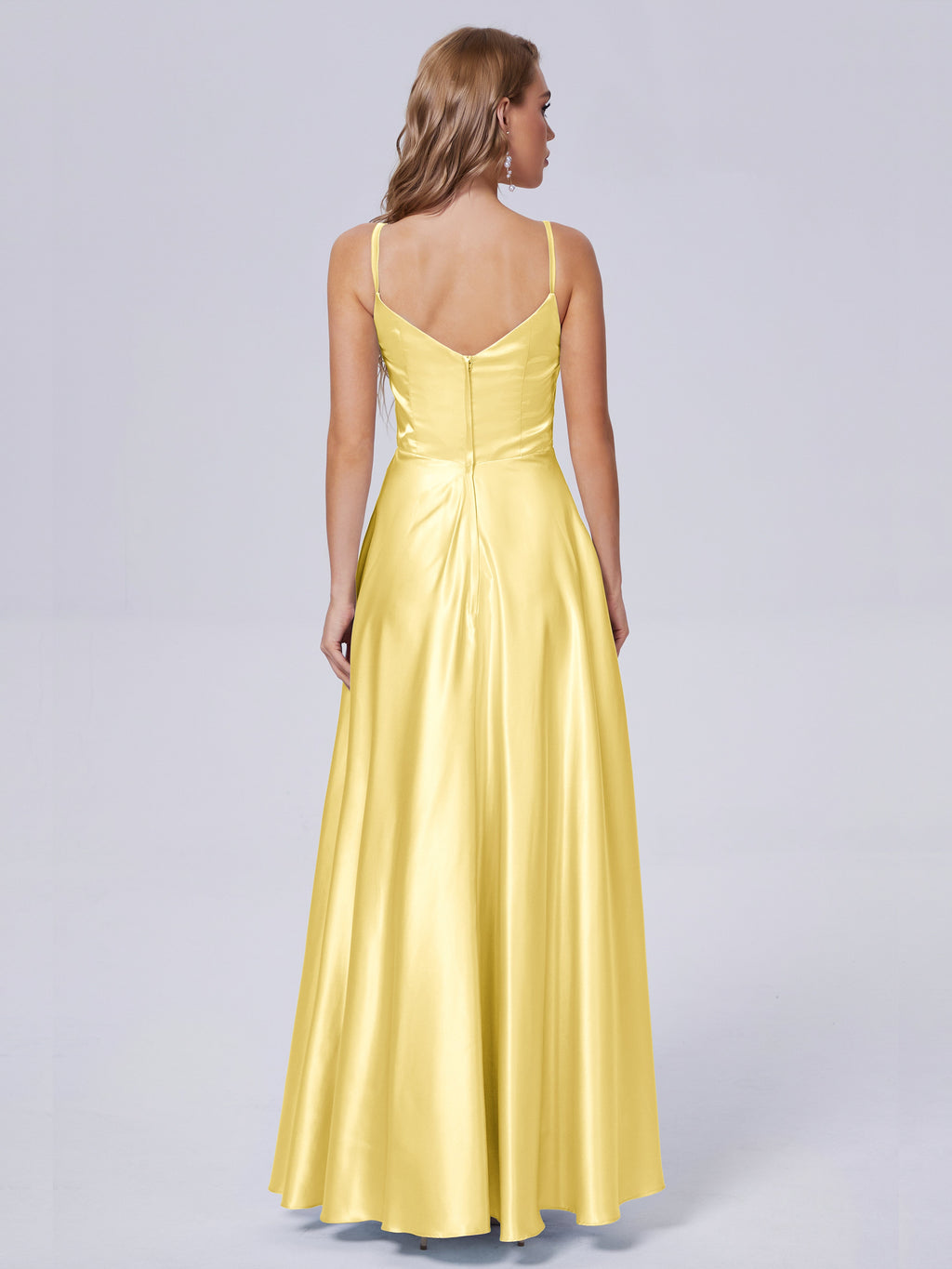 Lila Sexy Straps Soft Satin Long Bridesmaid Dresses