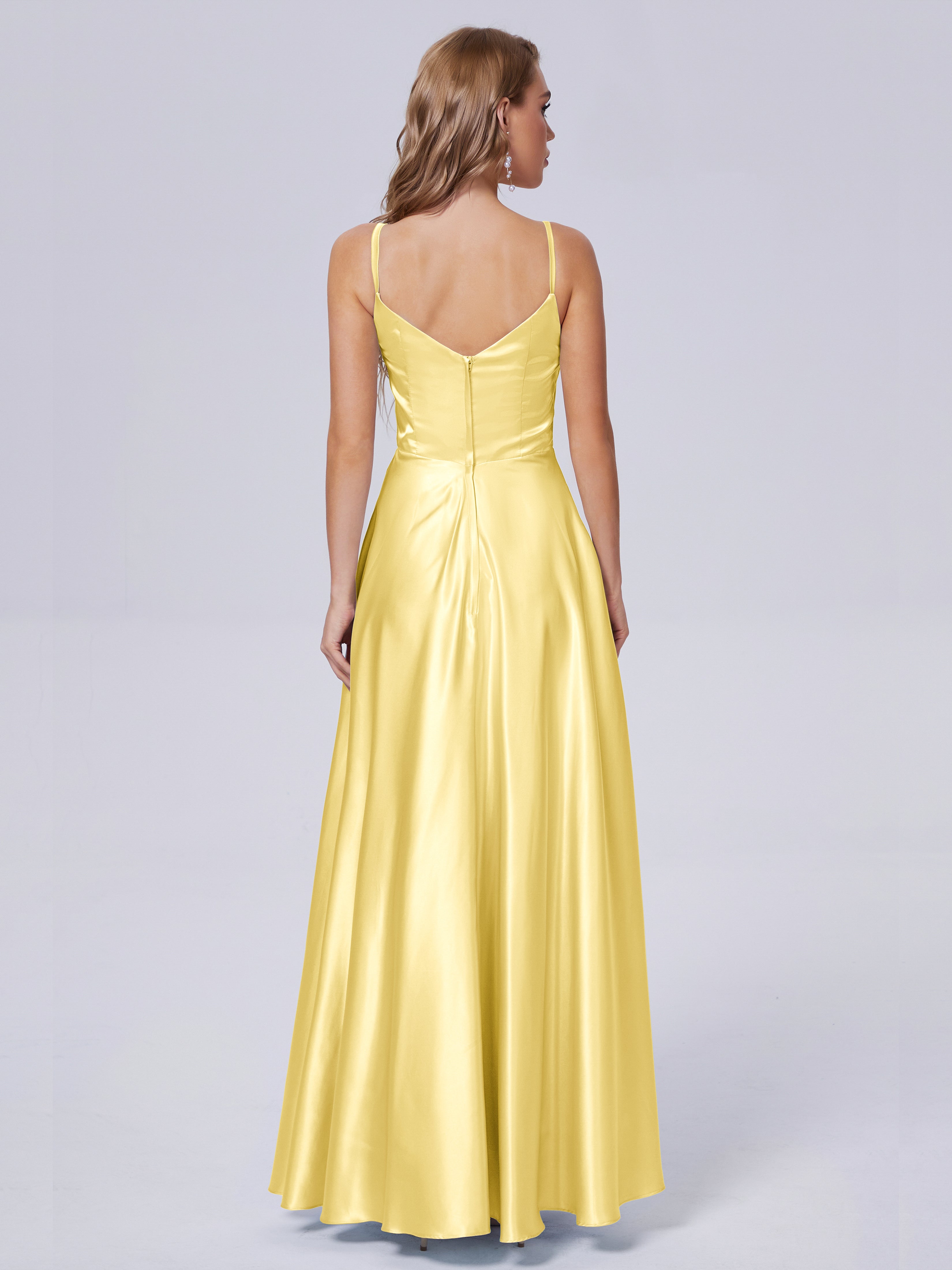 Lila Sexy Straps Soft Satin Long Bridesmaid Dresses