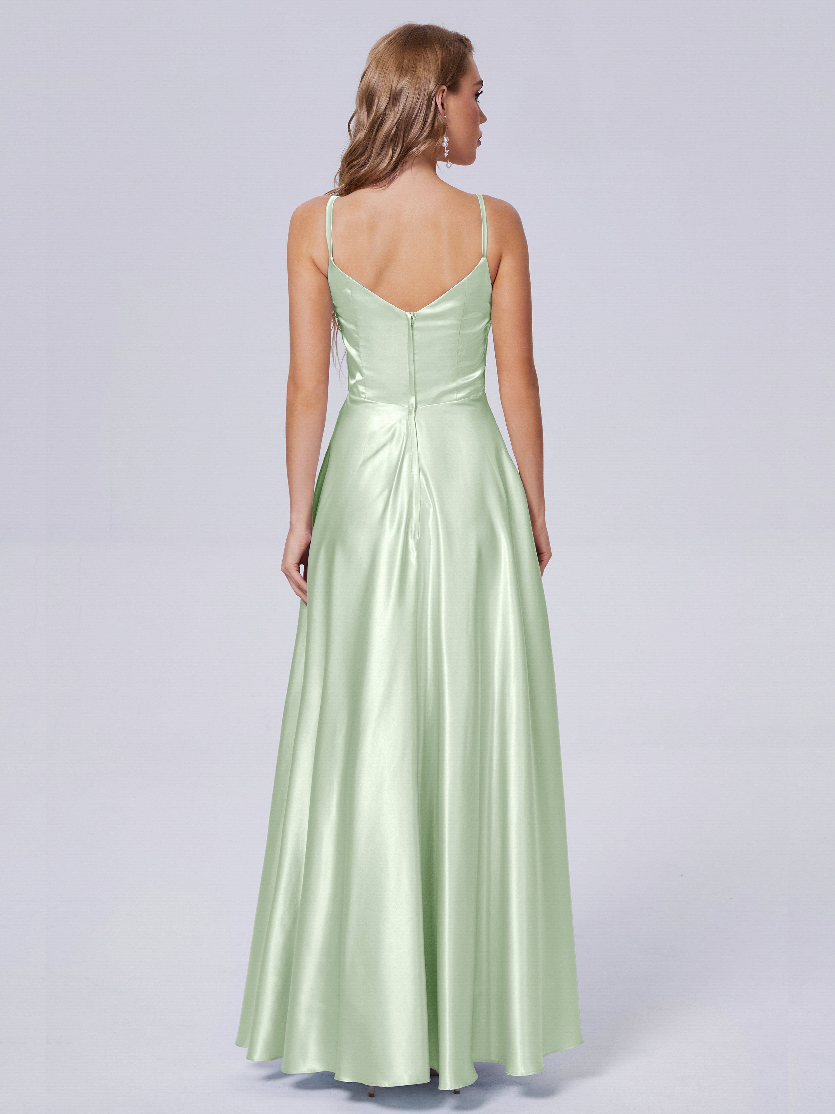 Lila Sexy Straps Soft Satin Long Bridesmaid Dresses