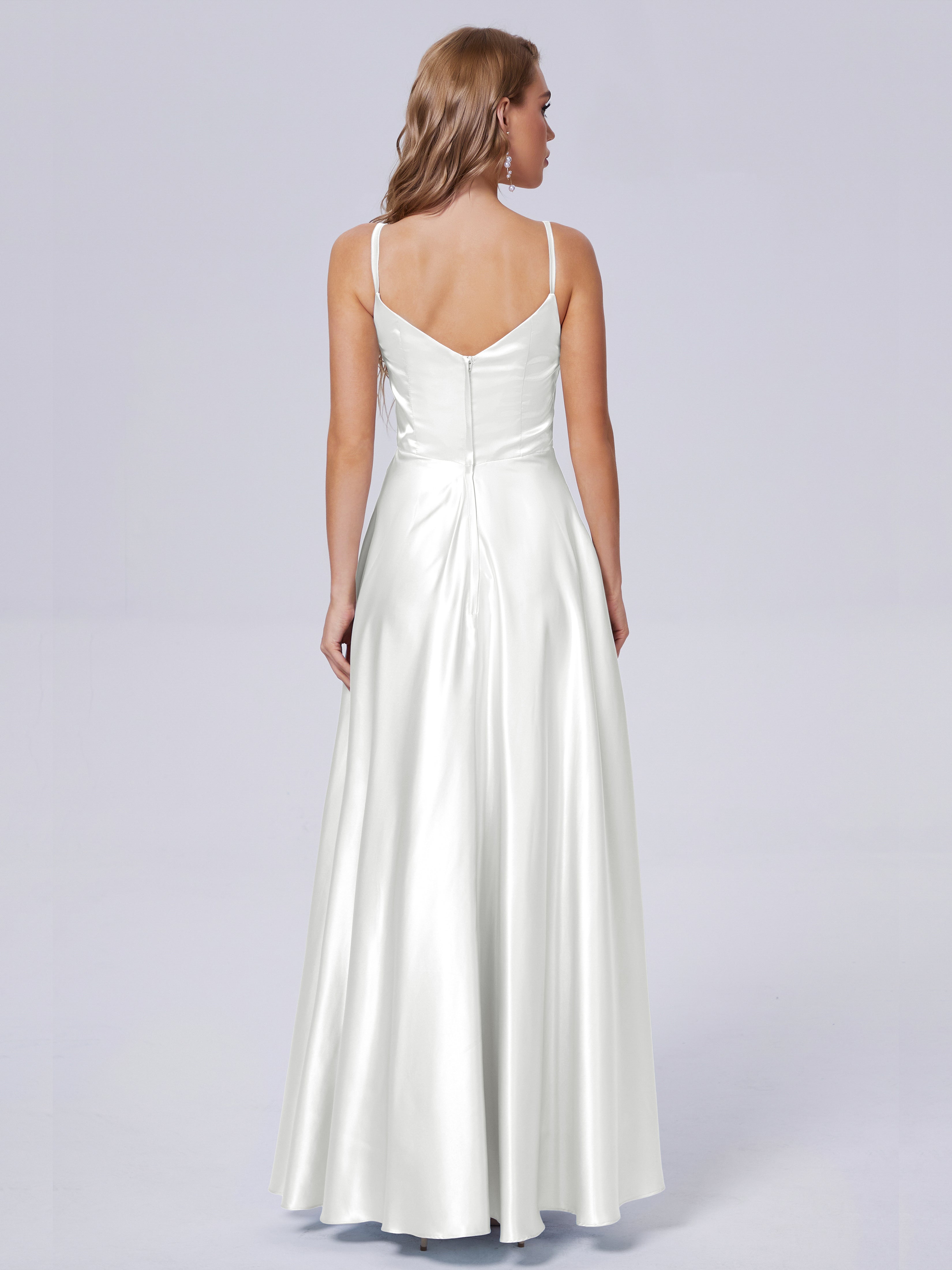 Lila Sexy Straps Soft Satin Long Bridesmaid Dresses