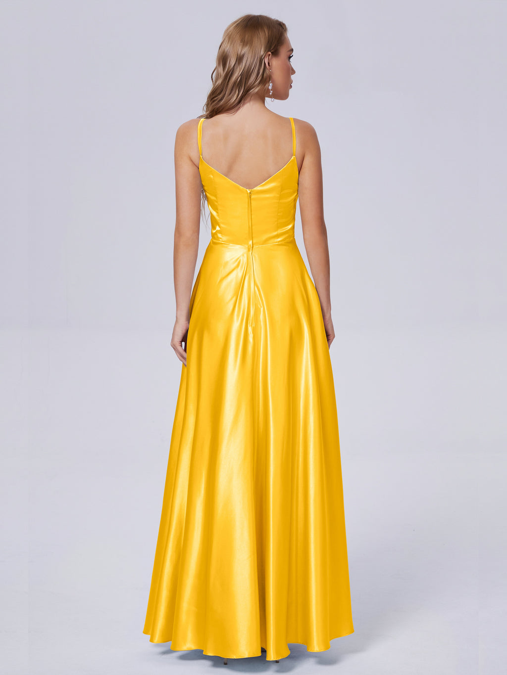 Lila Sexy Straps Soft Satin Long Bridesmaid Dresses