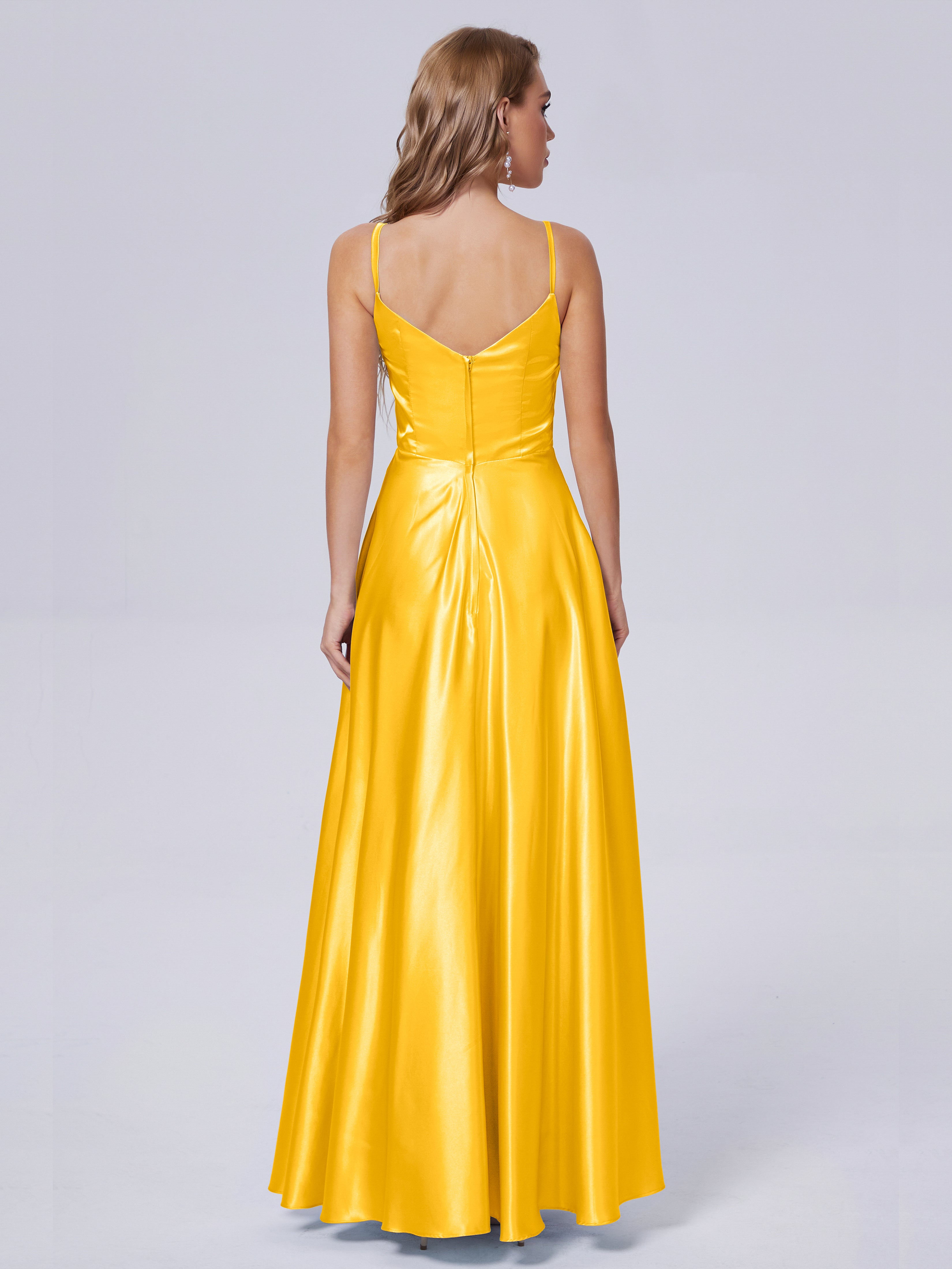 Lila Sexy Straps Soft Satin Long Bridesmaid Dresses