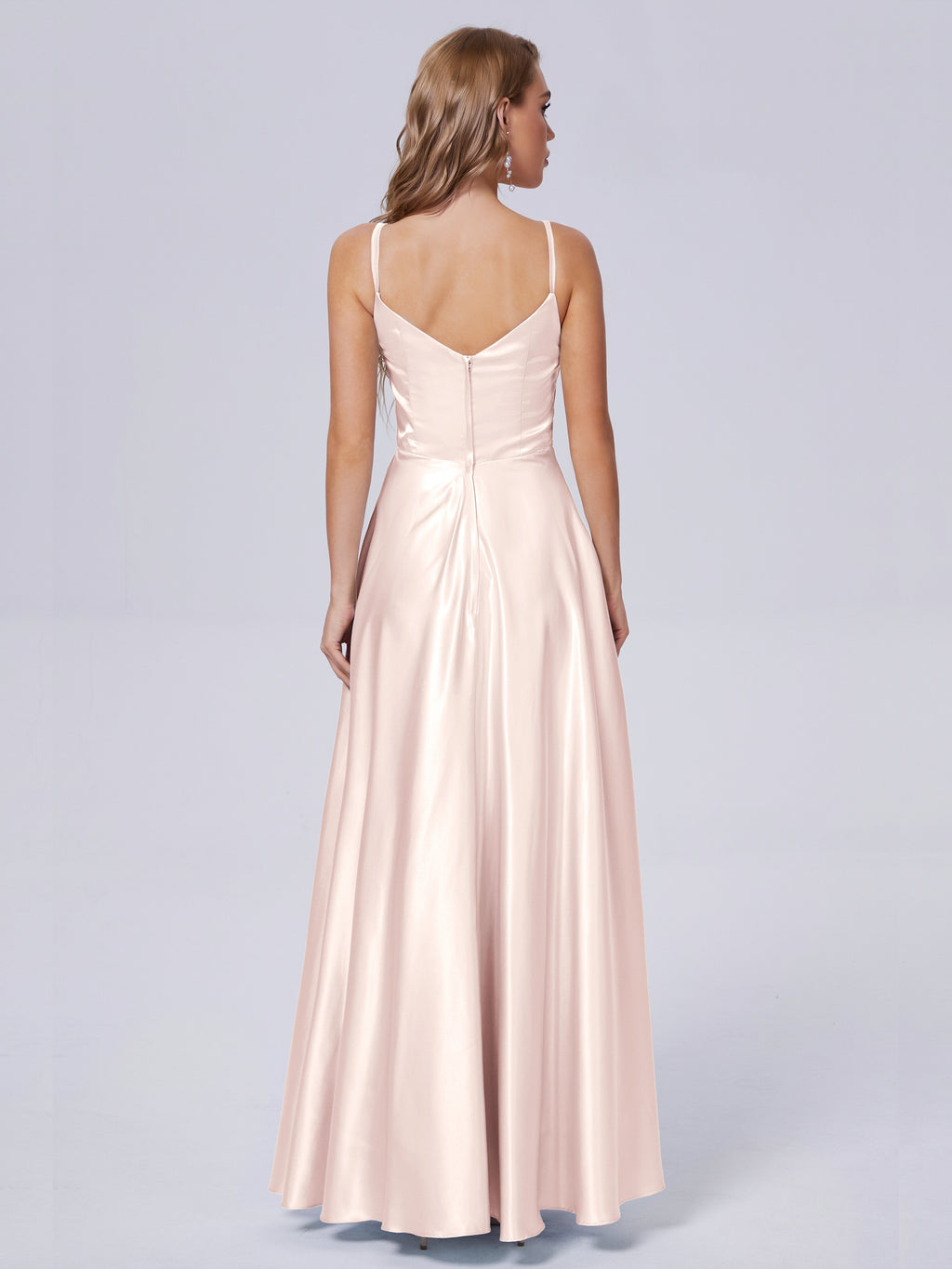 Lila Sexy Straps Soft Satin Long Bridesmaid Dresses