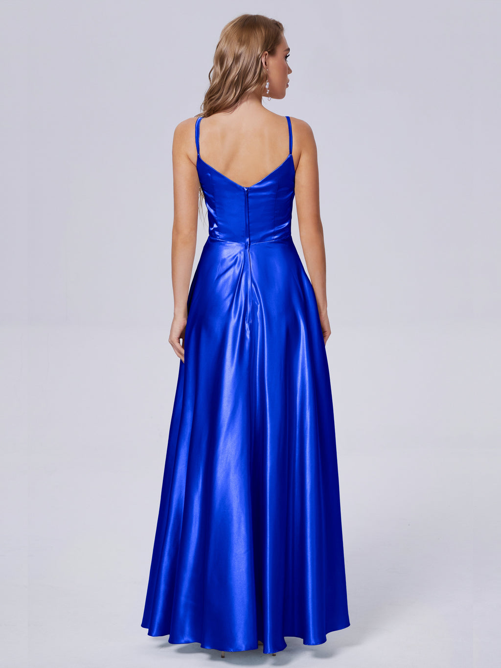 Lila Sexy Straps Soft Satin Long Bridesmaid Dresses