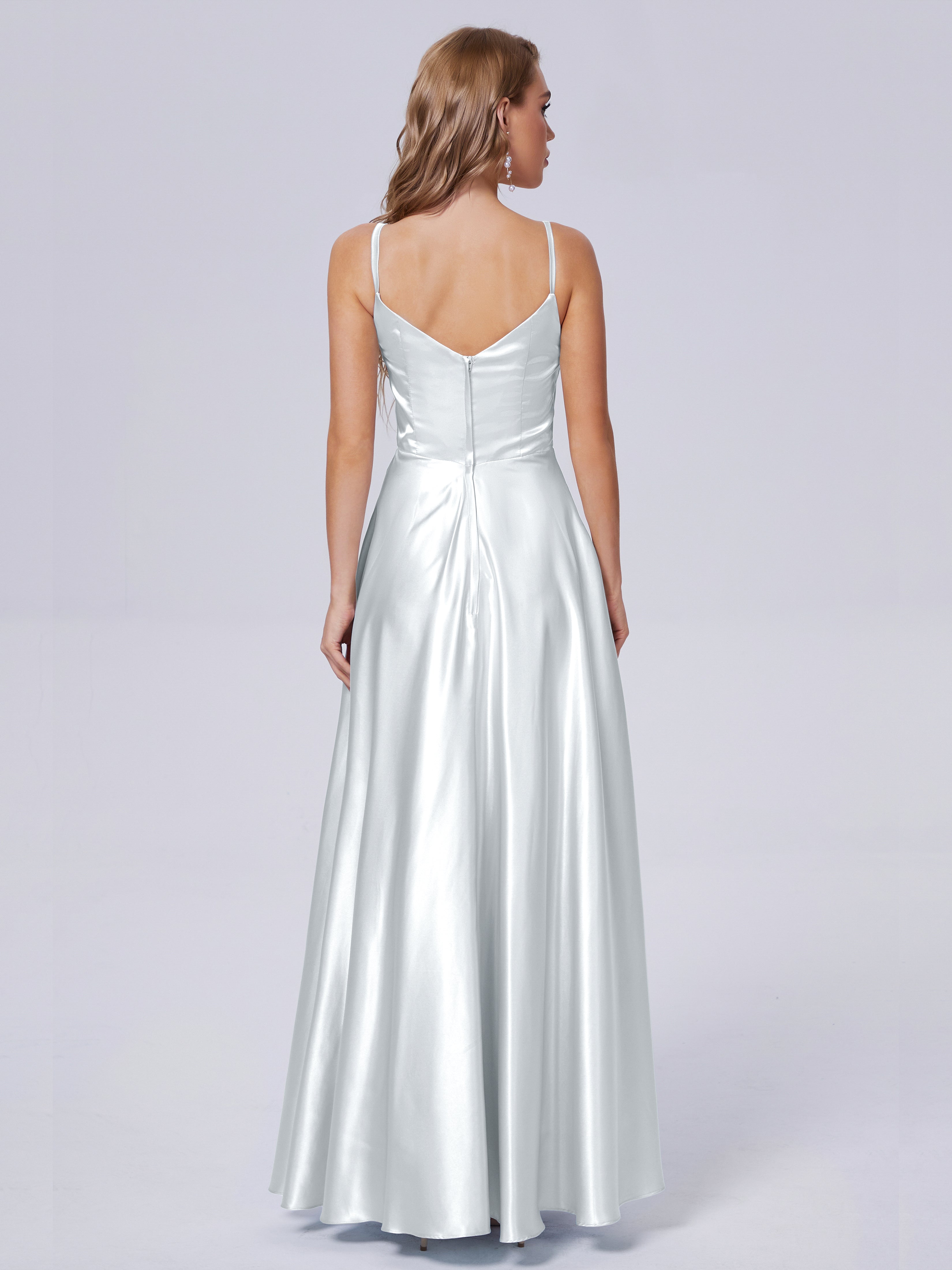 Lila Sexy Straps Soft Satin Long Bridesmaid Dresses