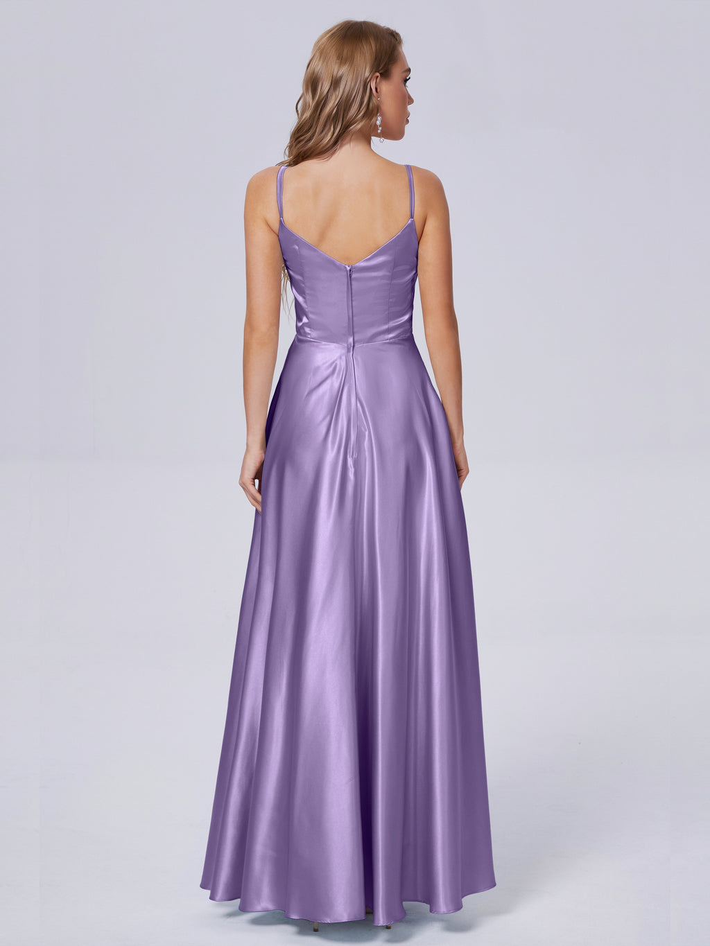 Lila Sexy Straps Soft Satin Long Bridesmaid Dresses