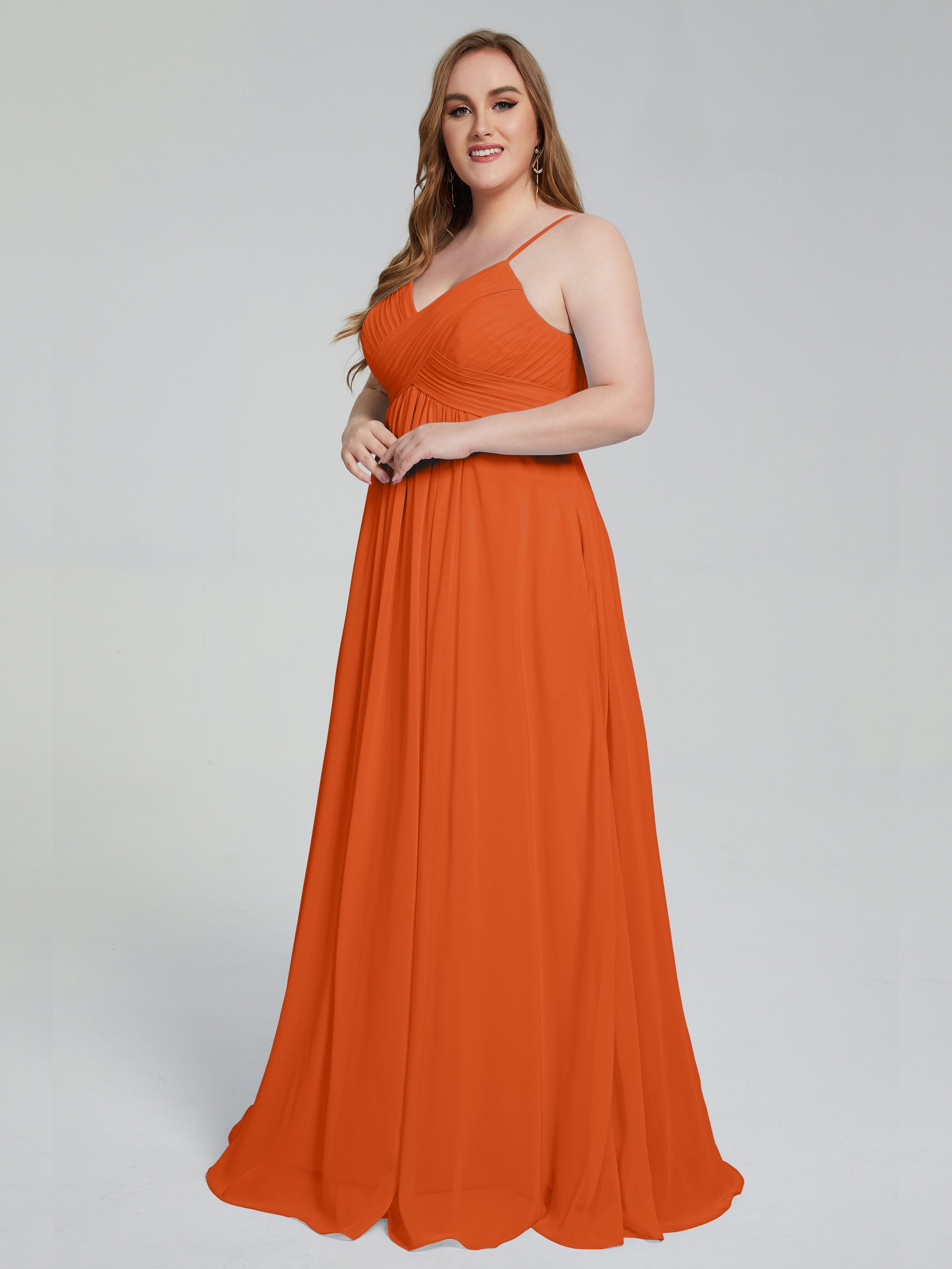 Londyn Spaghetti Straps Plus Size Long Bridesmaid Dresses