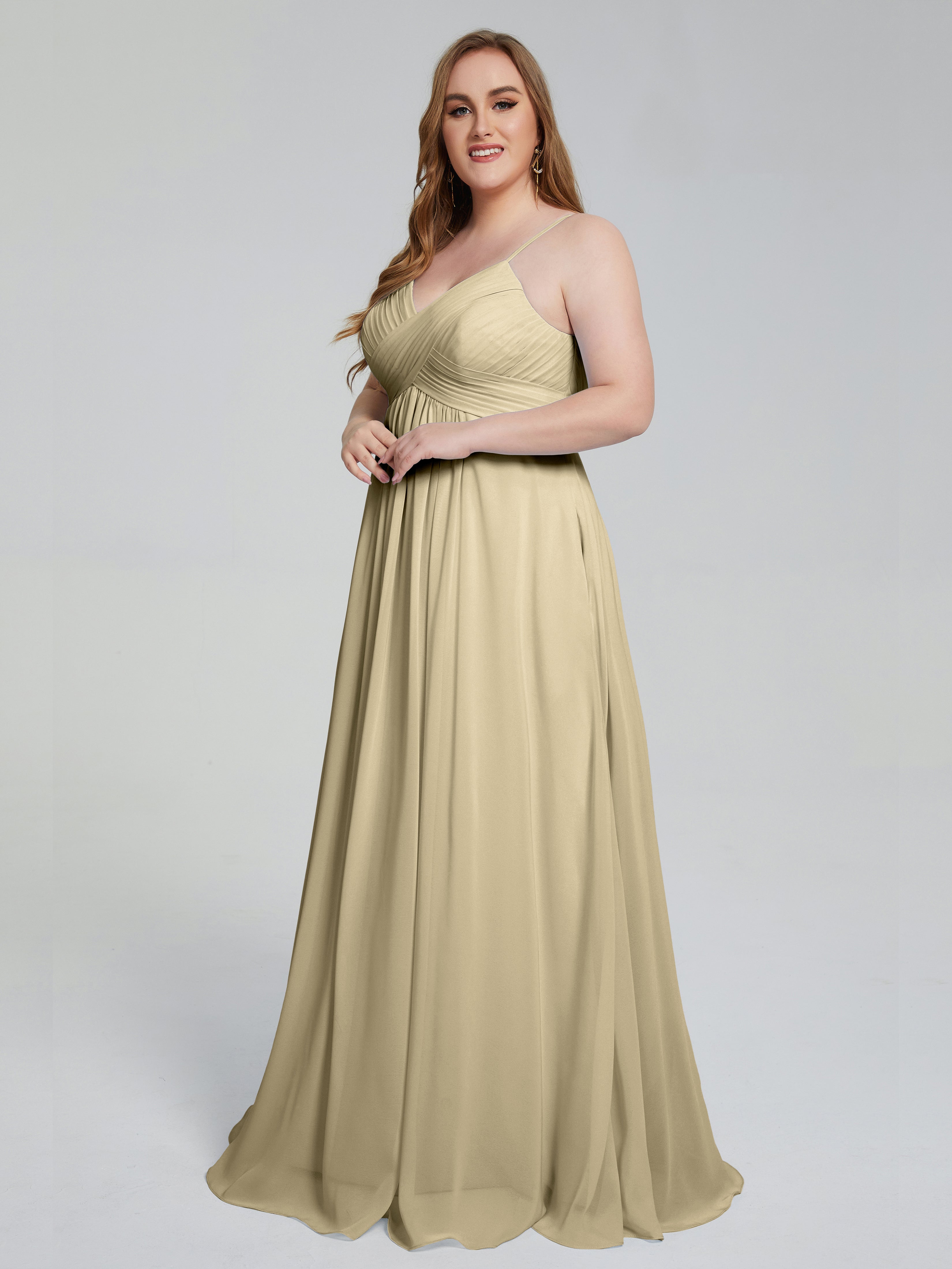 Londyn Spaghetti Straps Plus Size Long Bridesmaid Dresses