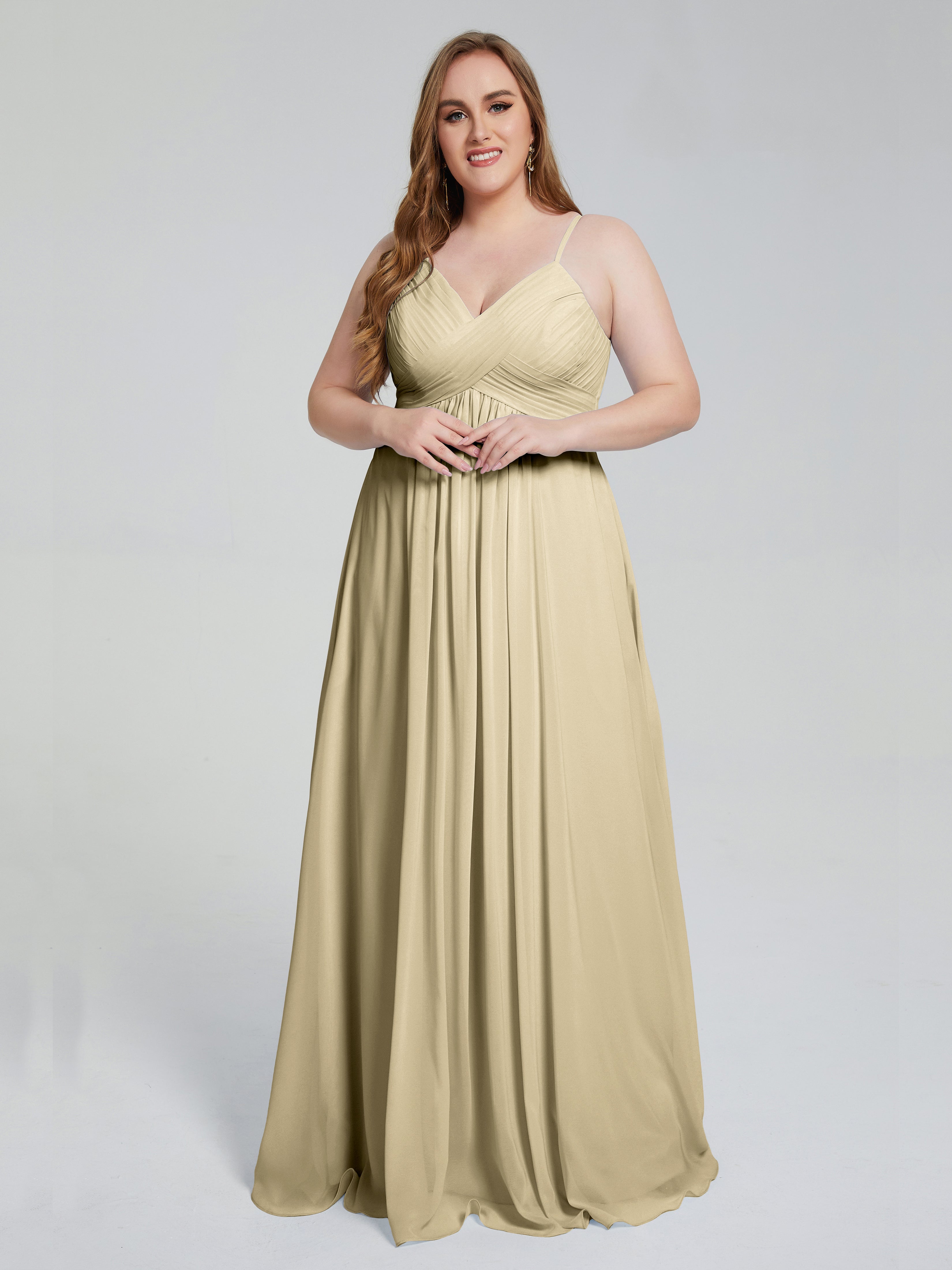 Londyn Spaghetti Straps Plus Size Long Bridesmaid Dresses
