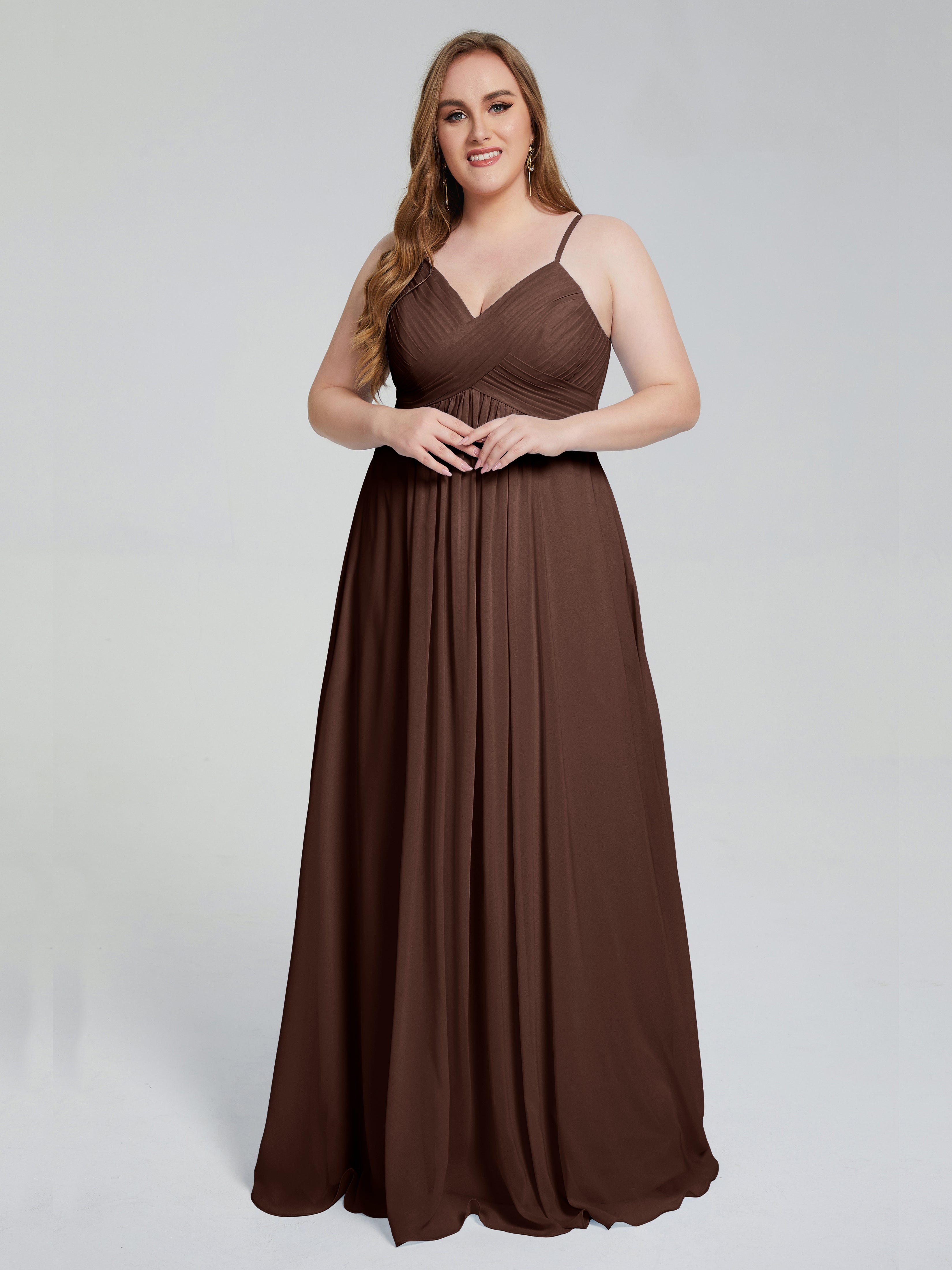 Londyn Spaghetti Straps Plus Size Long Bridesmaid Dresses
