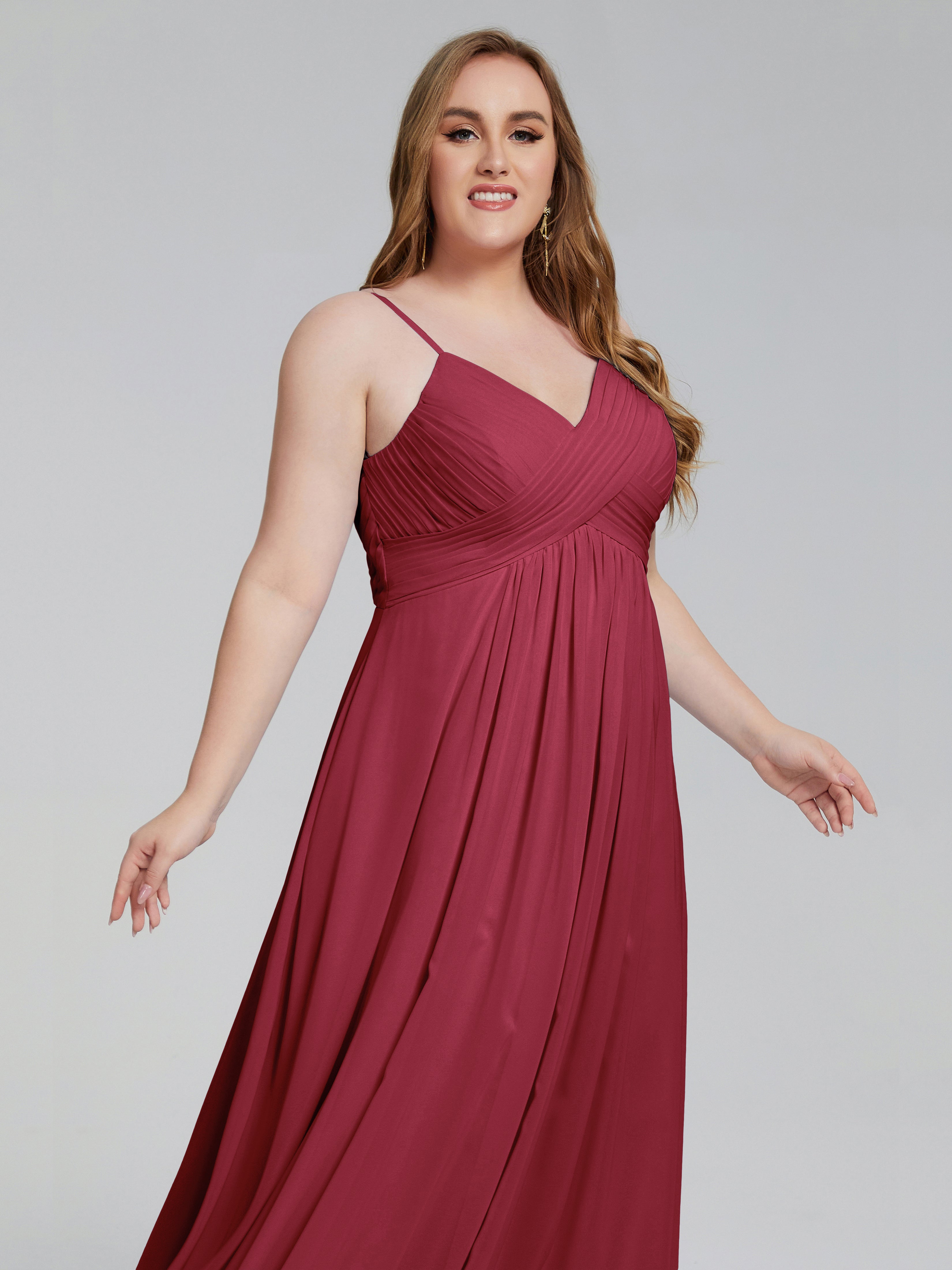 Londyn Spaghetti Straps Plus Size Long Bridesmaid Dresses