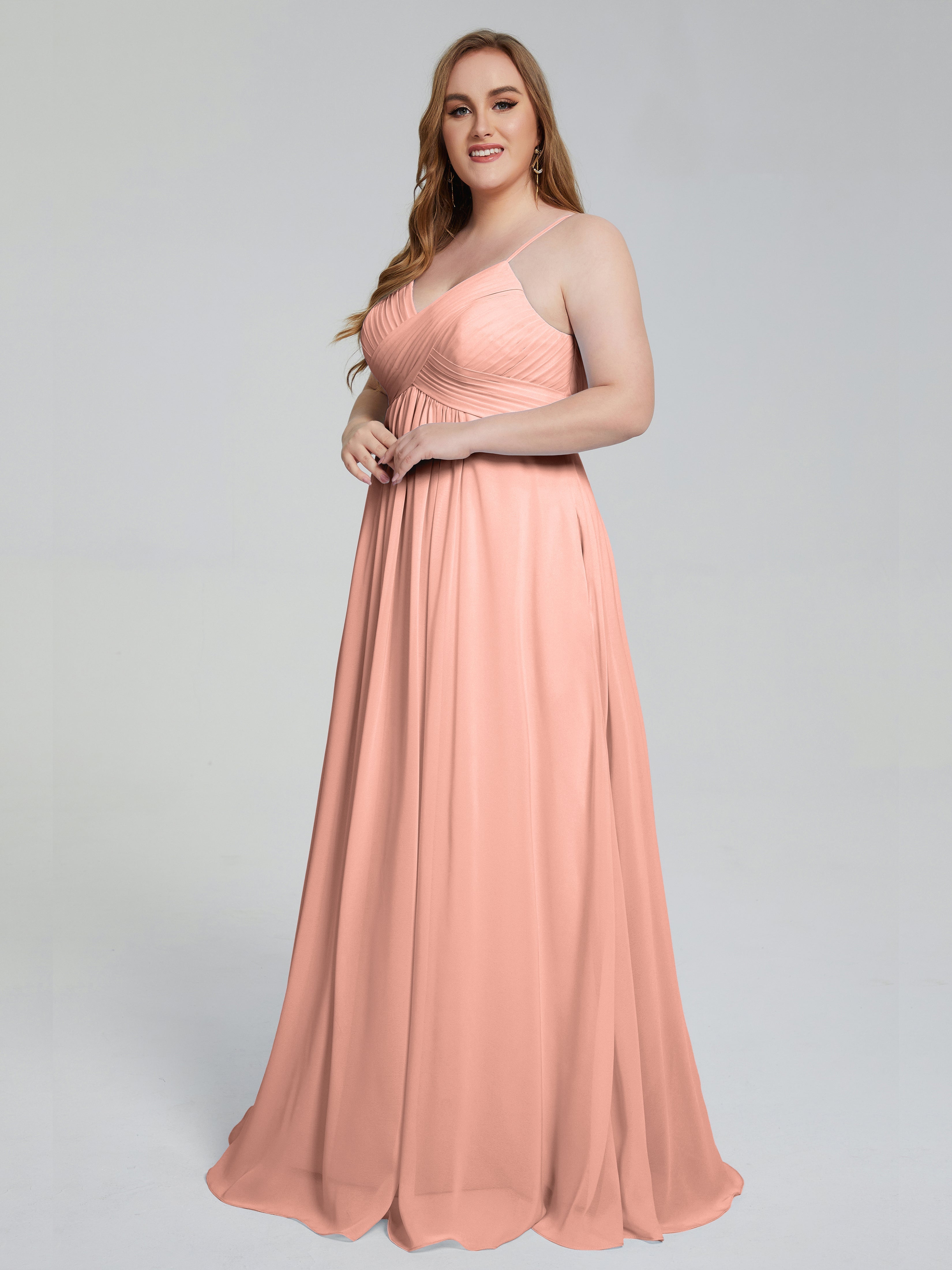 Londyn Spaghetti Straps Plus Size Long Bridesmaid Dresses