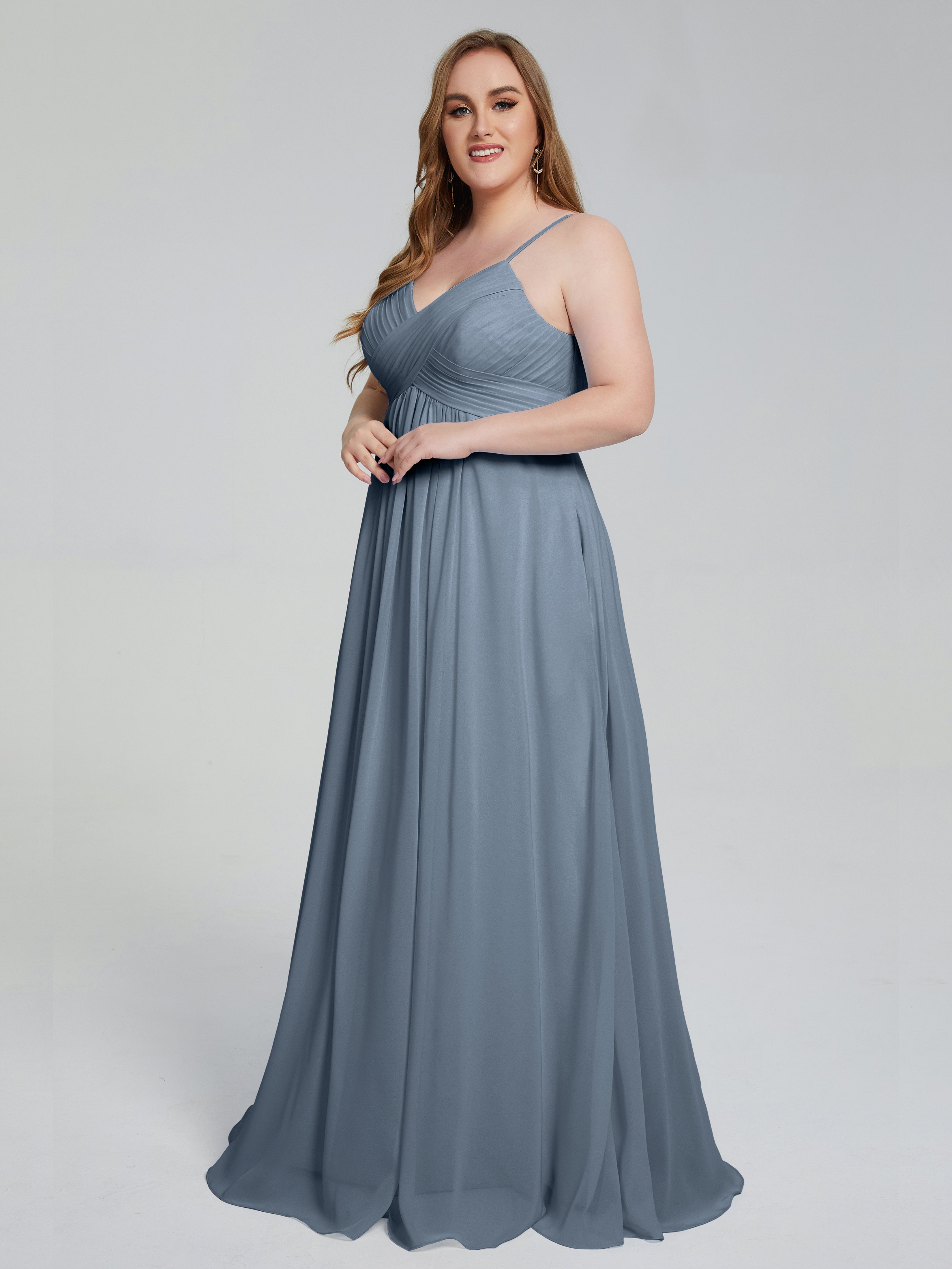 Londyn Spaghetti Straps Plus Size Long Bridesmaid Dresses