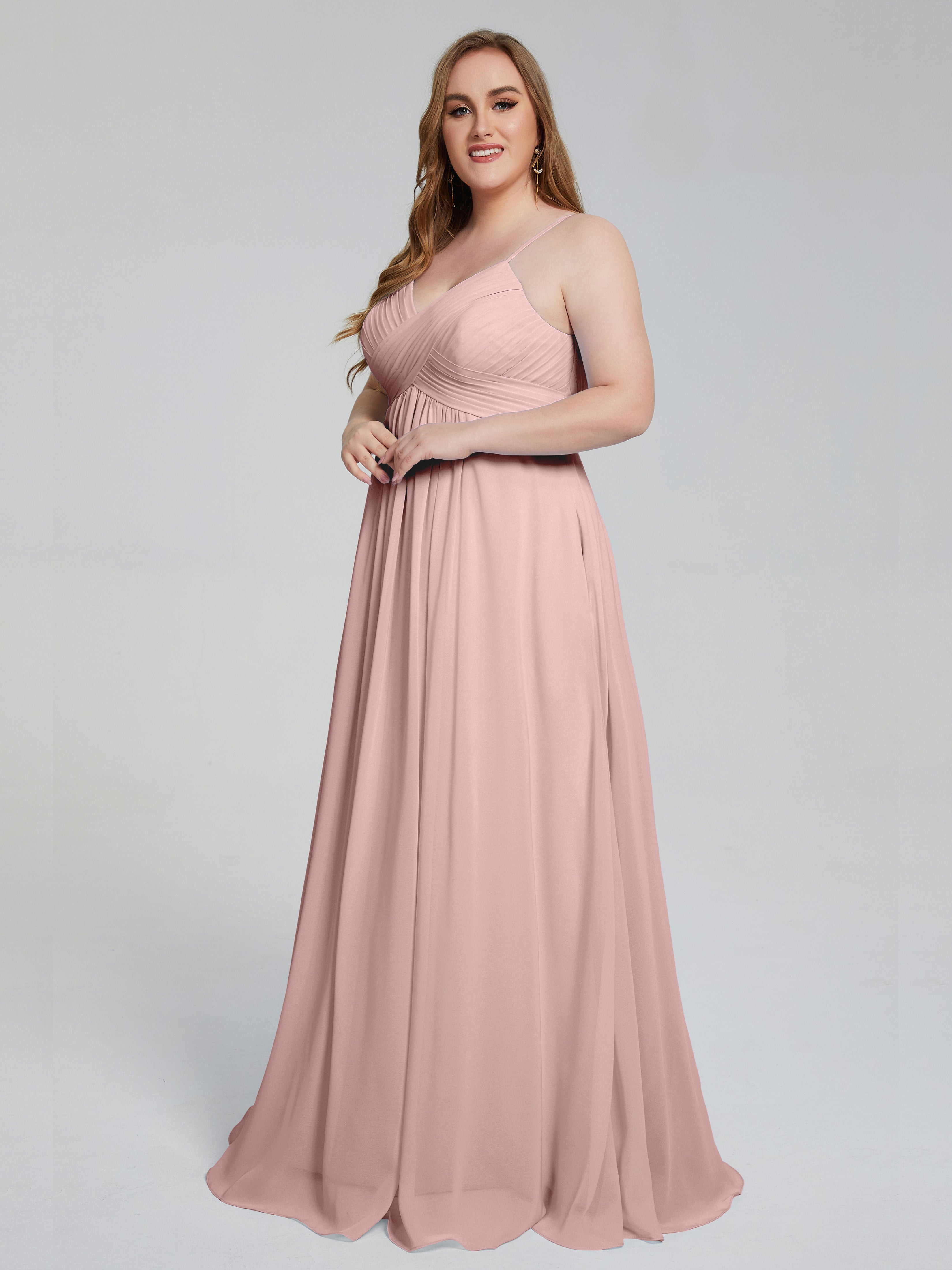 Londyn Spaghetti Straps Plus Size Long Bridesmaid Dresses