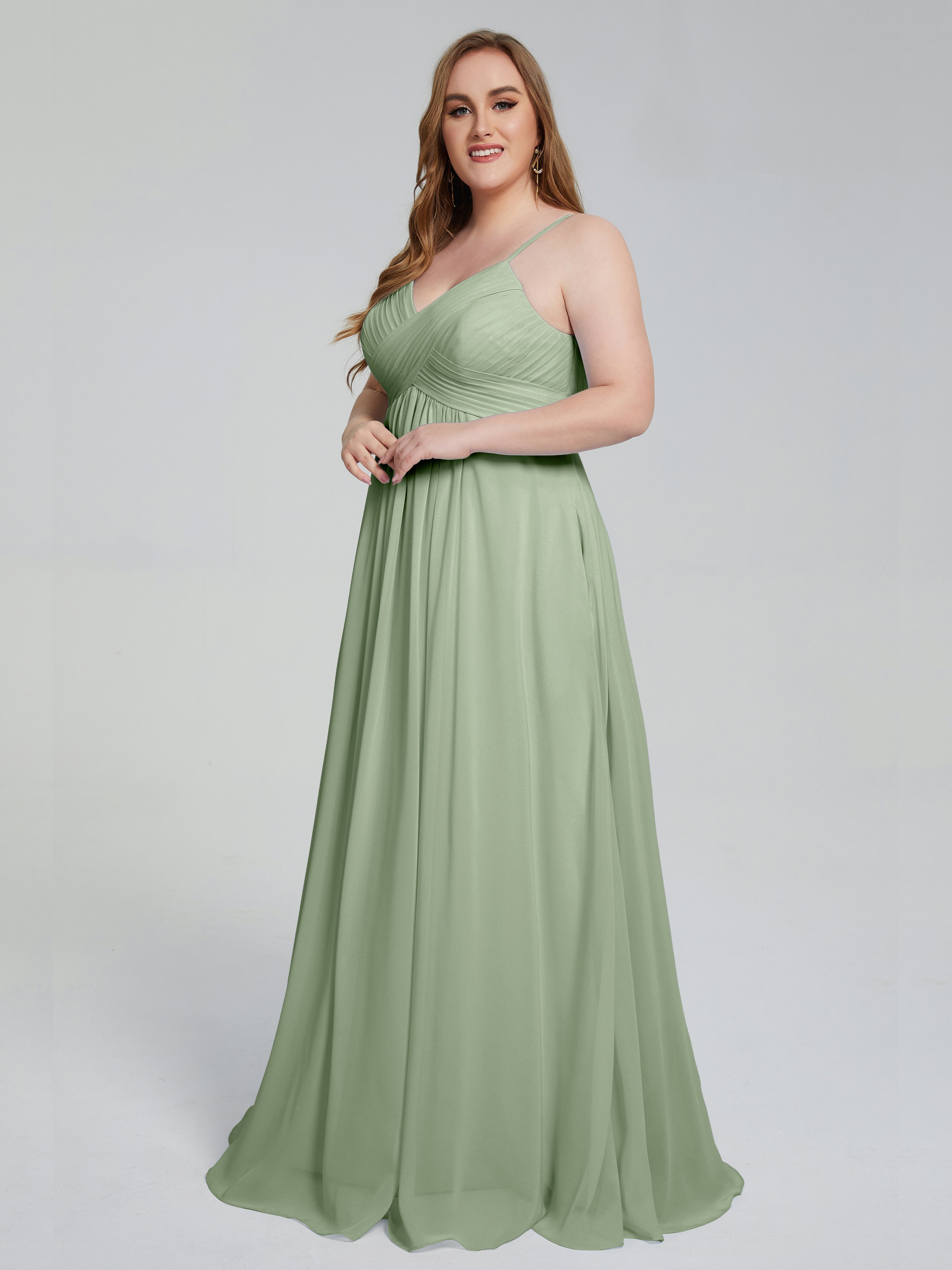 Londyn Spaghetti Straps Plus Size Long Bridesmaid Dresses