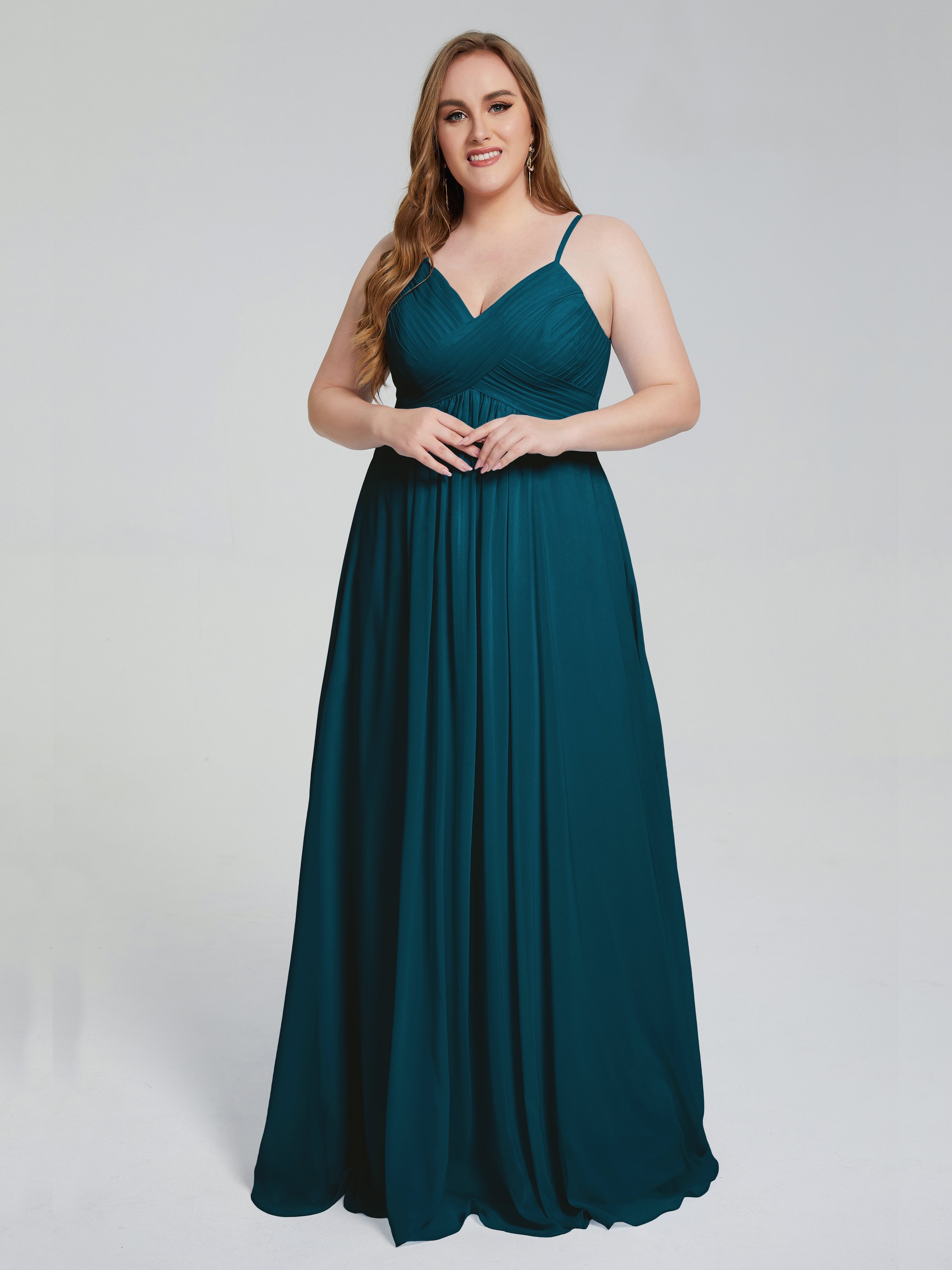 Londyn Spaghetti Straps Plus Size Long Bridesmaid Dresses